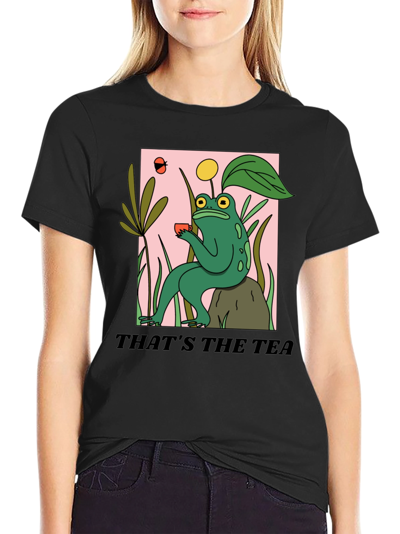 Frog Sipping Tea T-Shirt - Thats The Tea Funny Graphic Tee