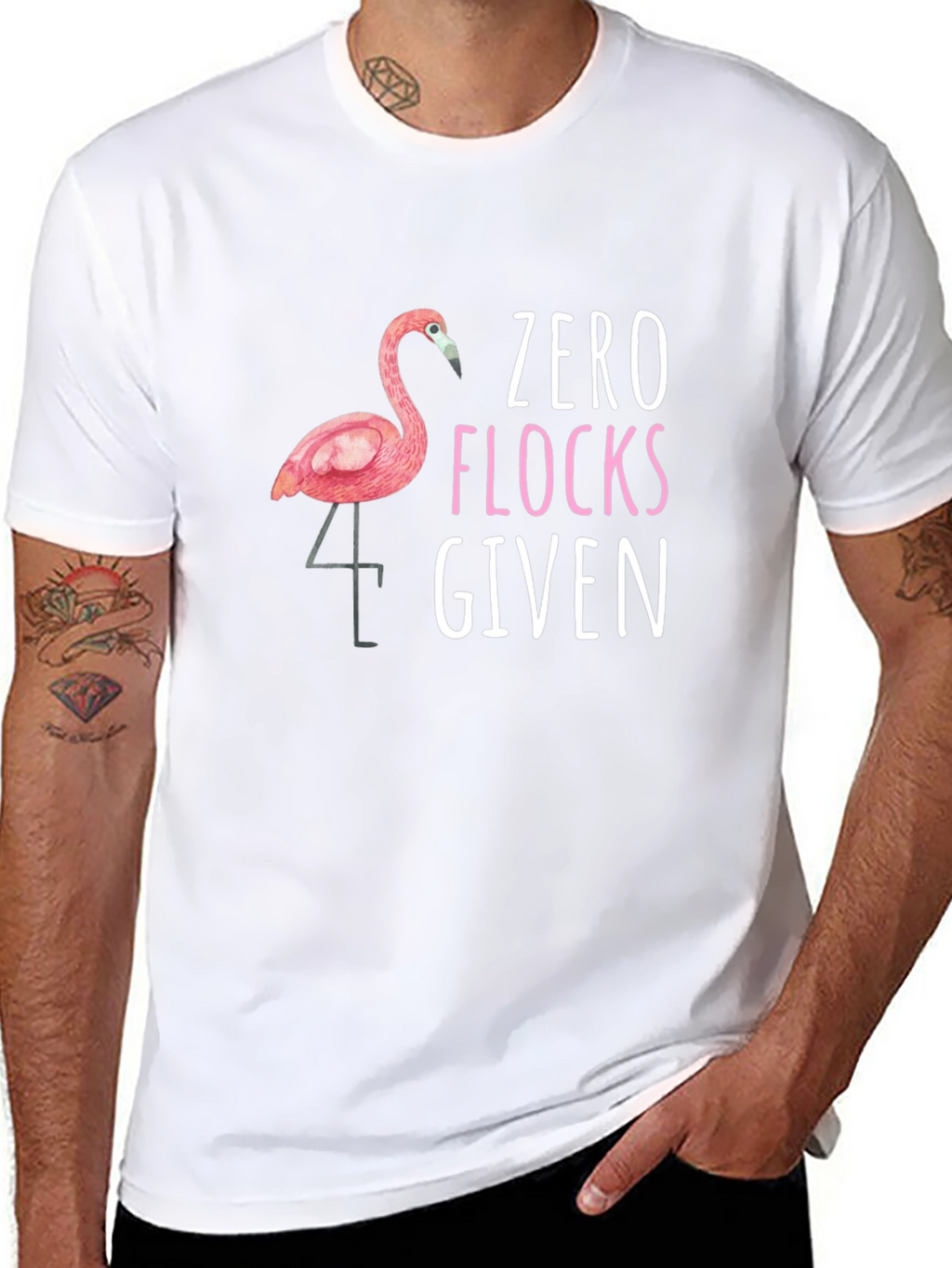 Zero Flocks Given T-Shirt Funny Flamingo Tee