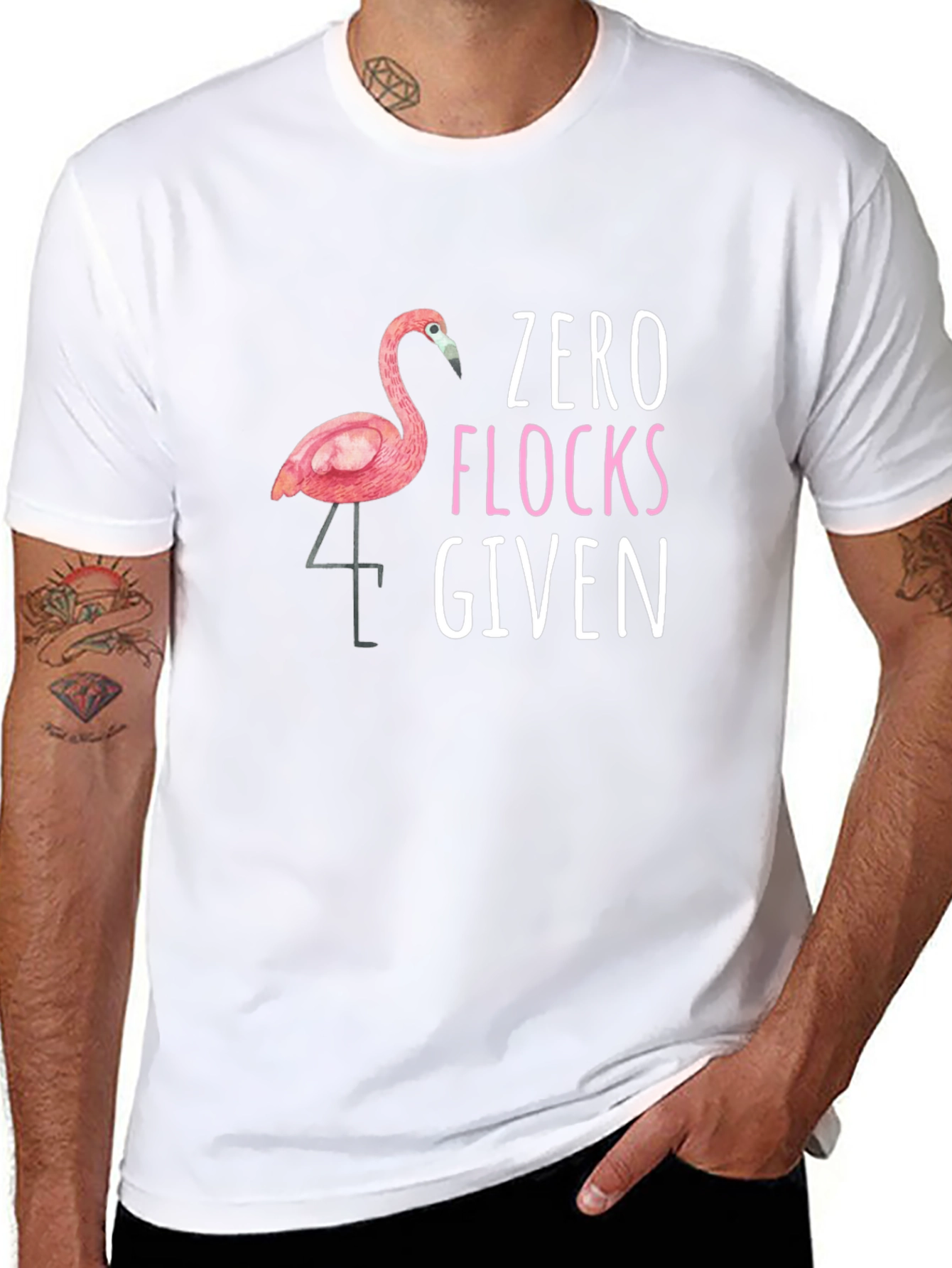 Zero Flocks Given T-Shirt Funny Flamingo Tee