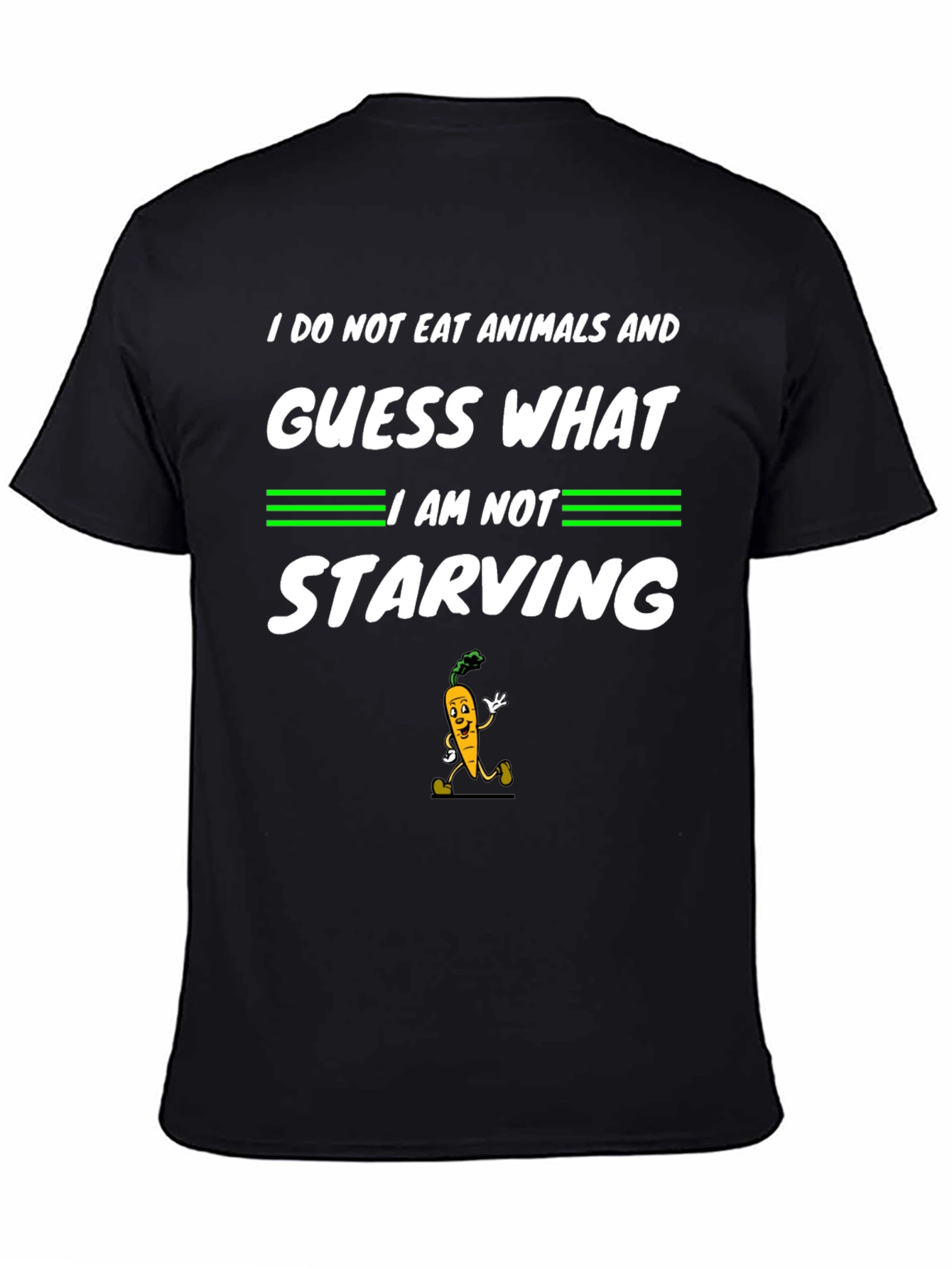 Vegan Humor T-Shirt: I Do Not Eat Animals Carrot Graphic Tee