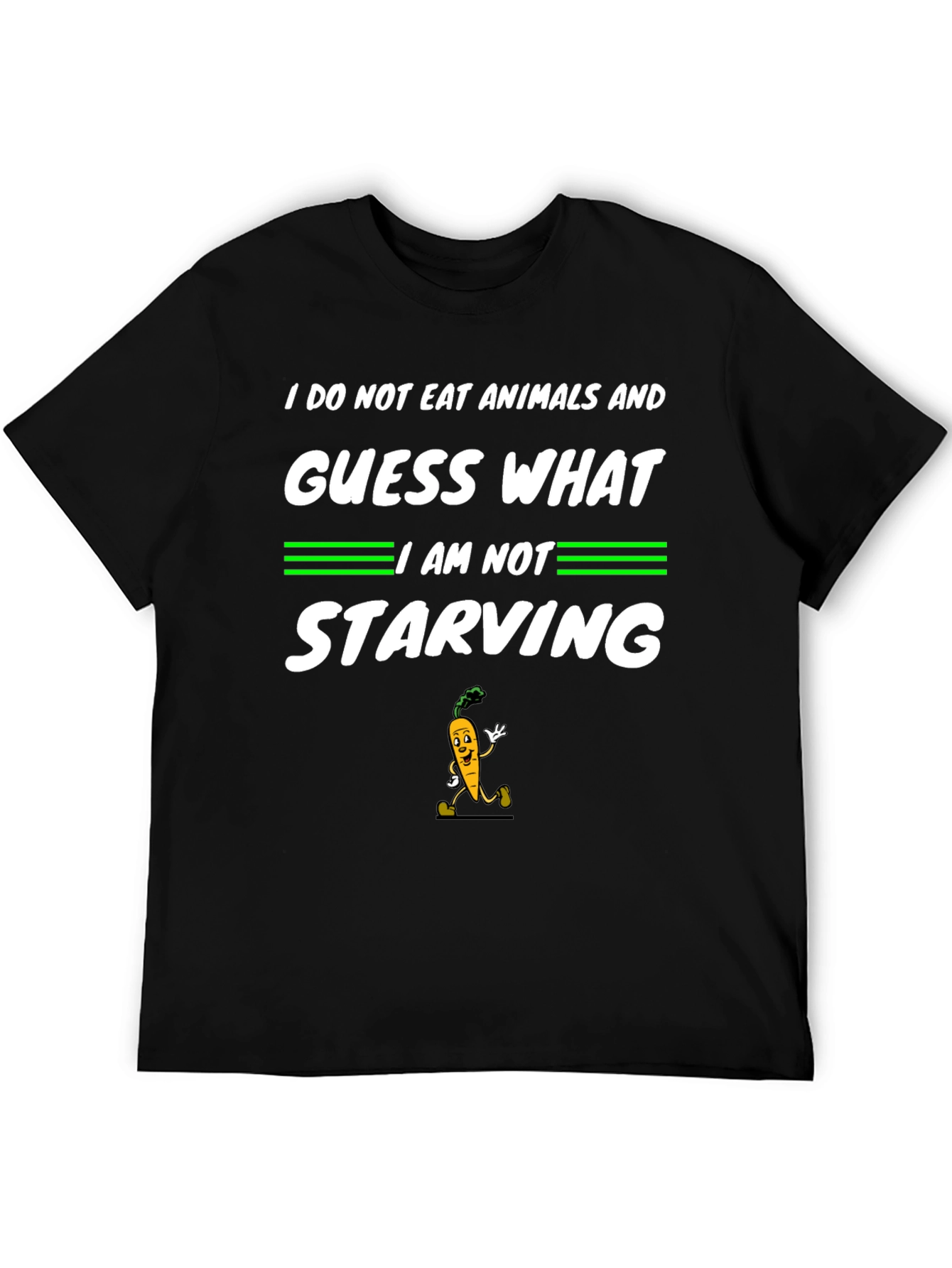 Vegan Humor T-Shirt: I Do Not Eat Animals Carrot Graphic Tee