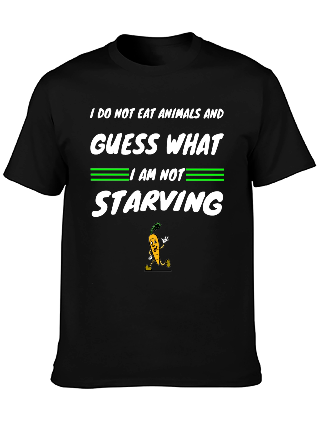 Vegan Humor T-Shirt: I Do Not Eat Animals Carrot Graphic Tee