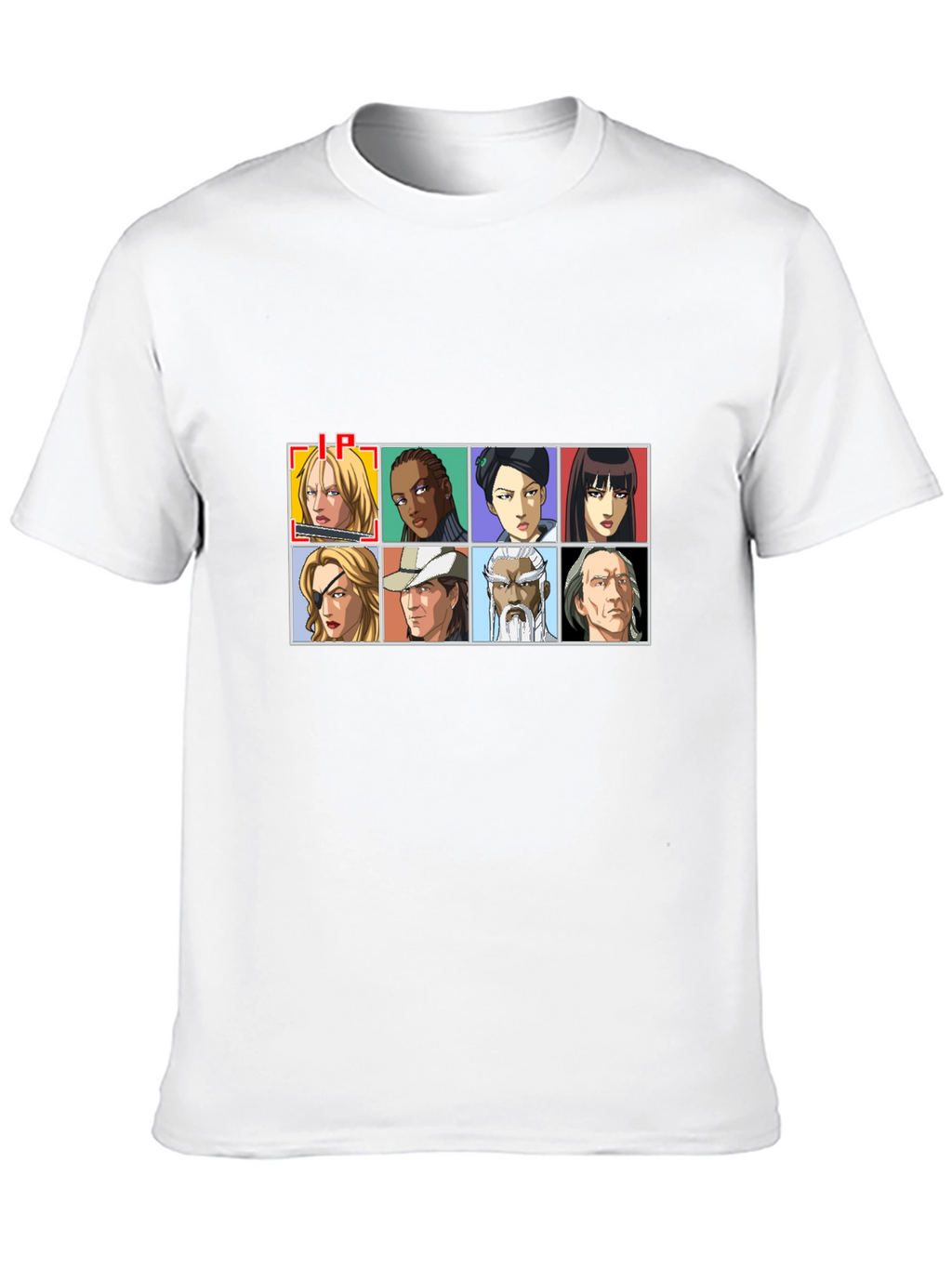Anime Character Grid Black T-Shirt