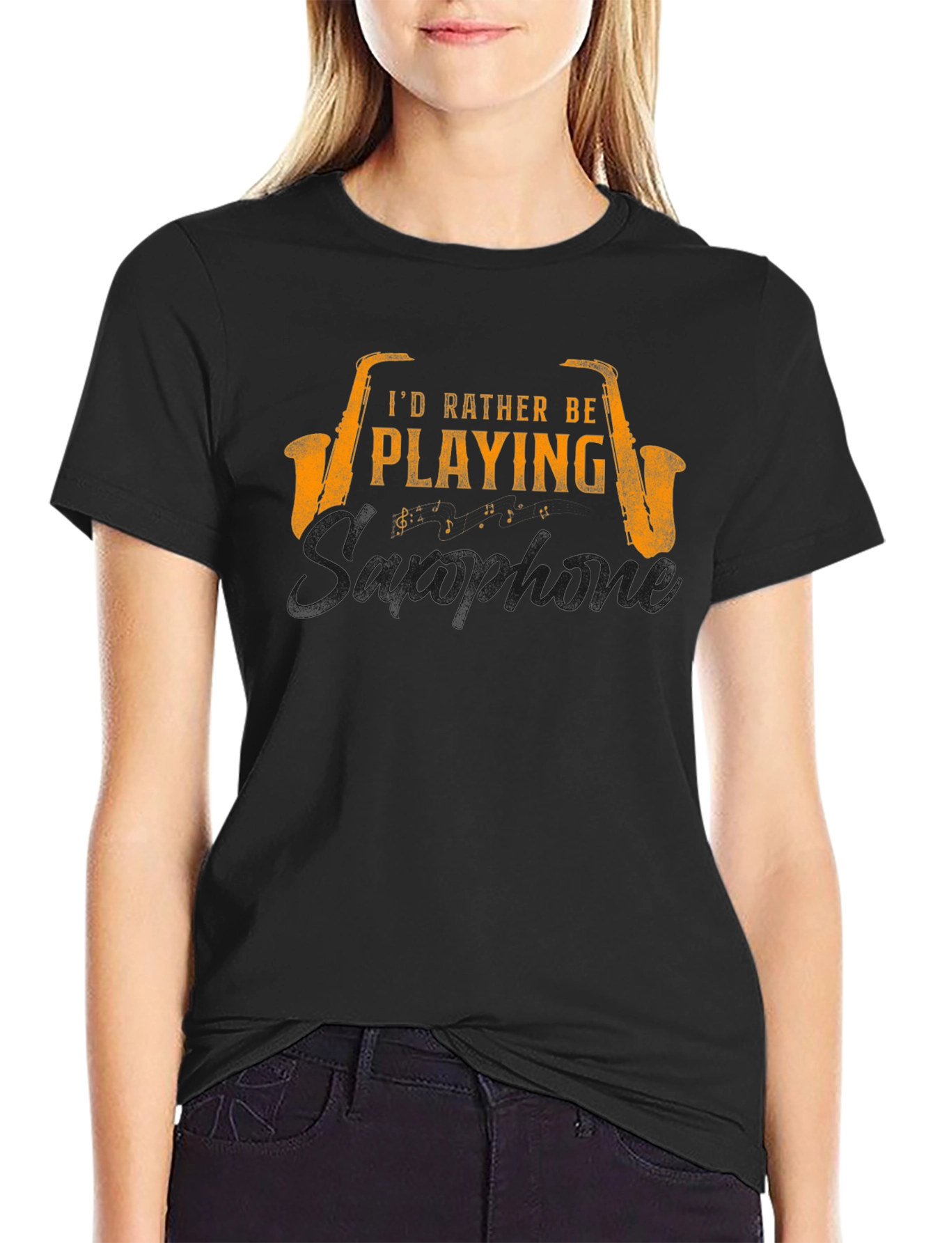 Saxophone Player Black T-Shirt - Musician Gift