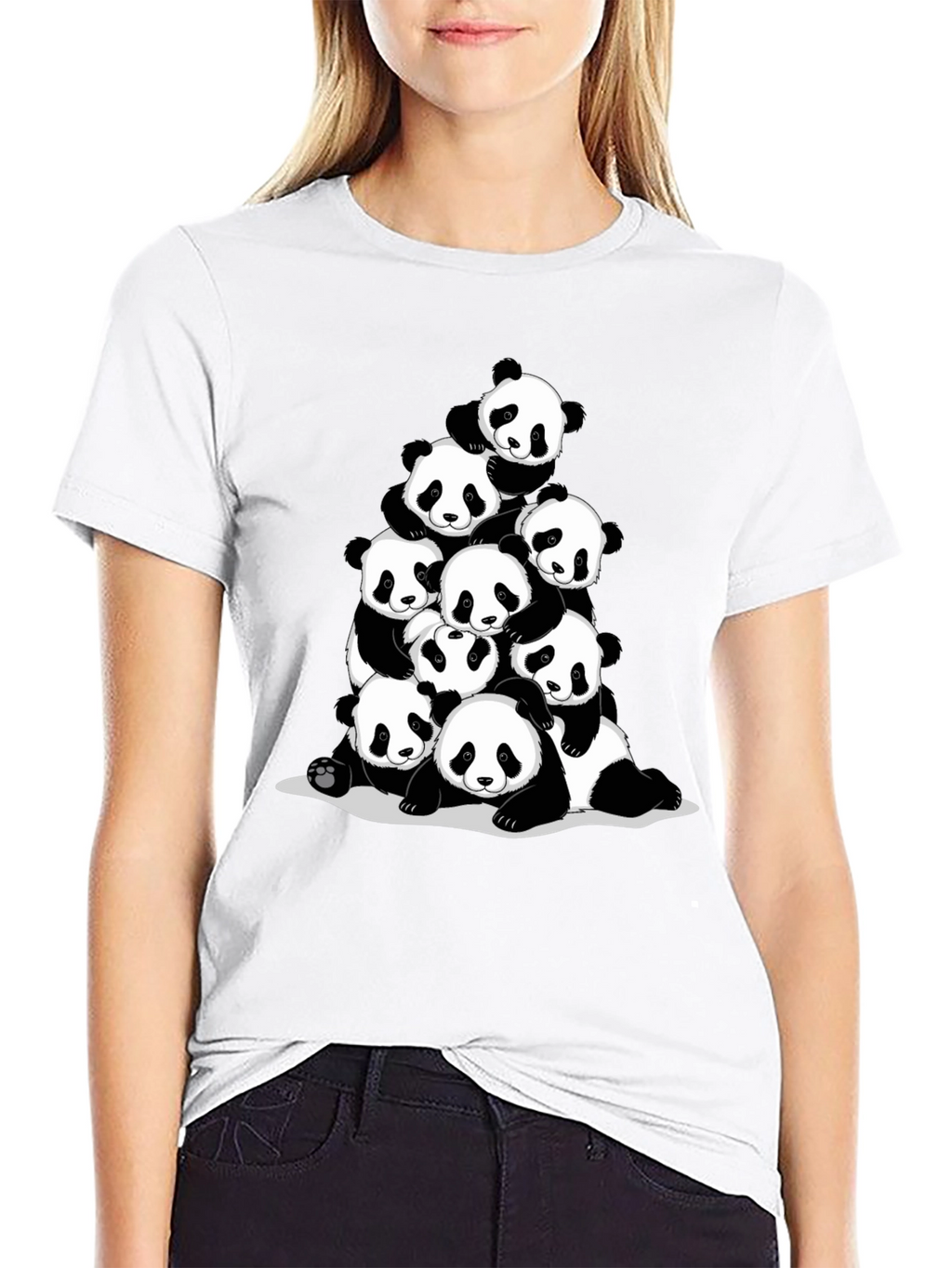 Panda Pile Black T-Shirt