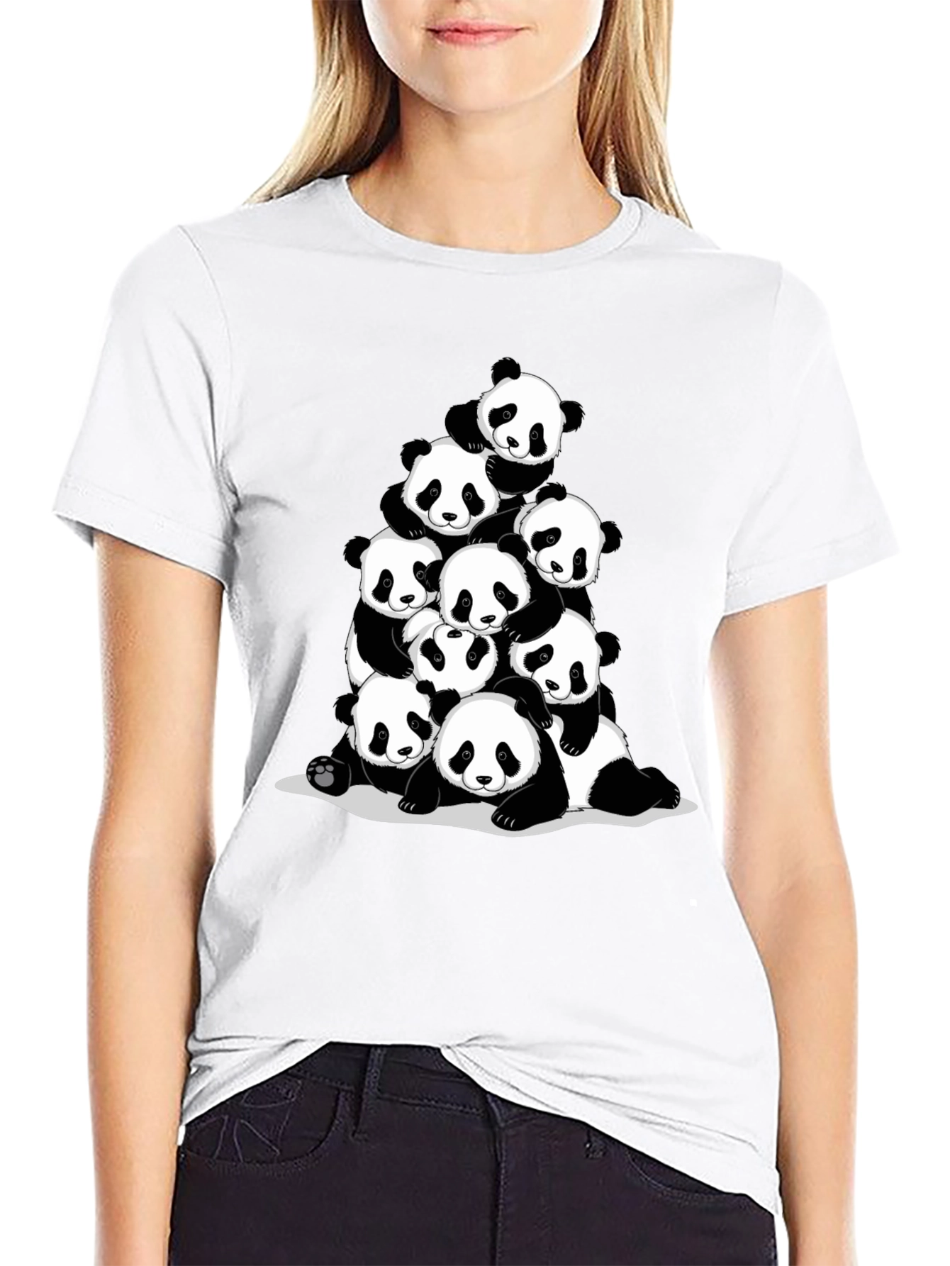 Panda Pile Black T-Shirt