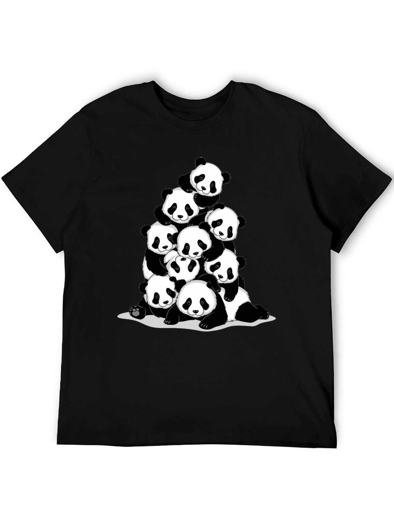 Panda Pile Black T-Shirt