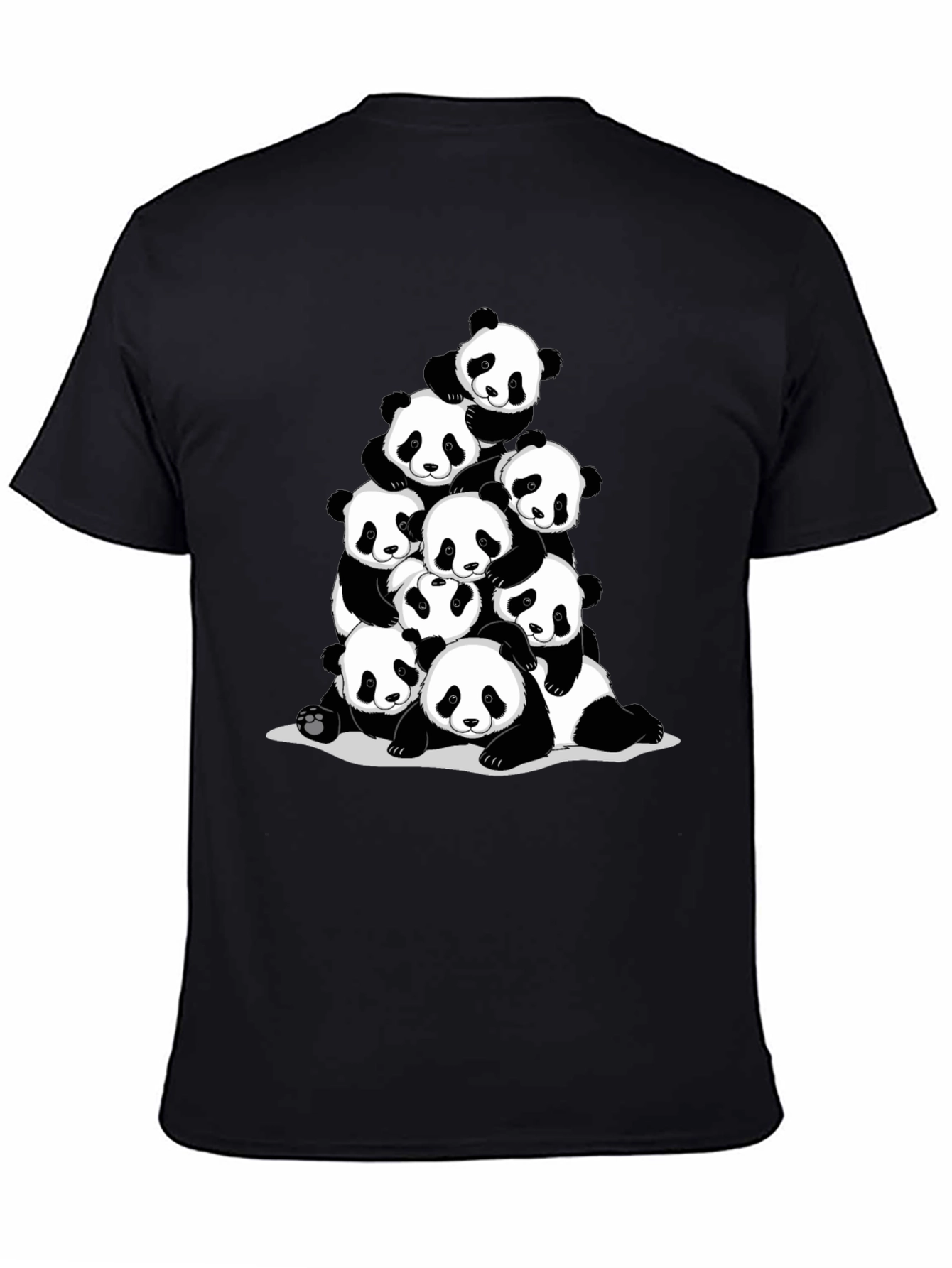 Panda Pile Black T-Shirt