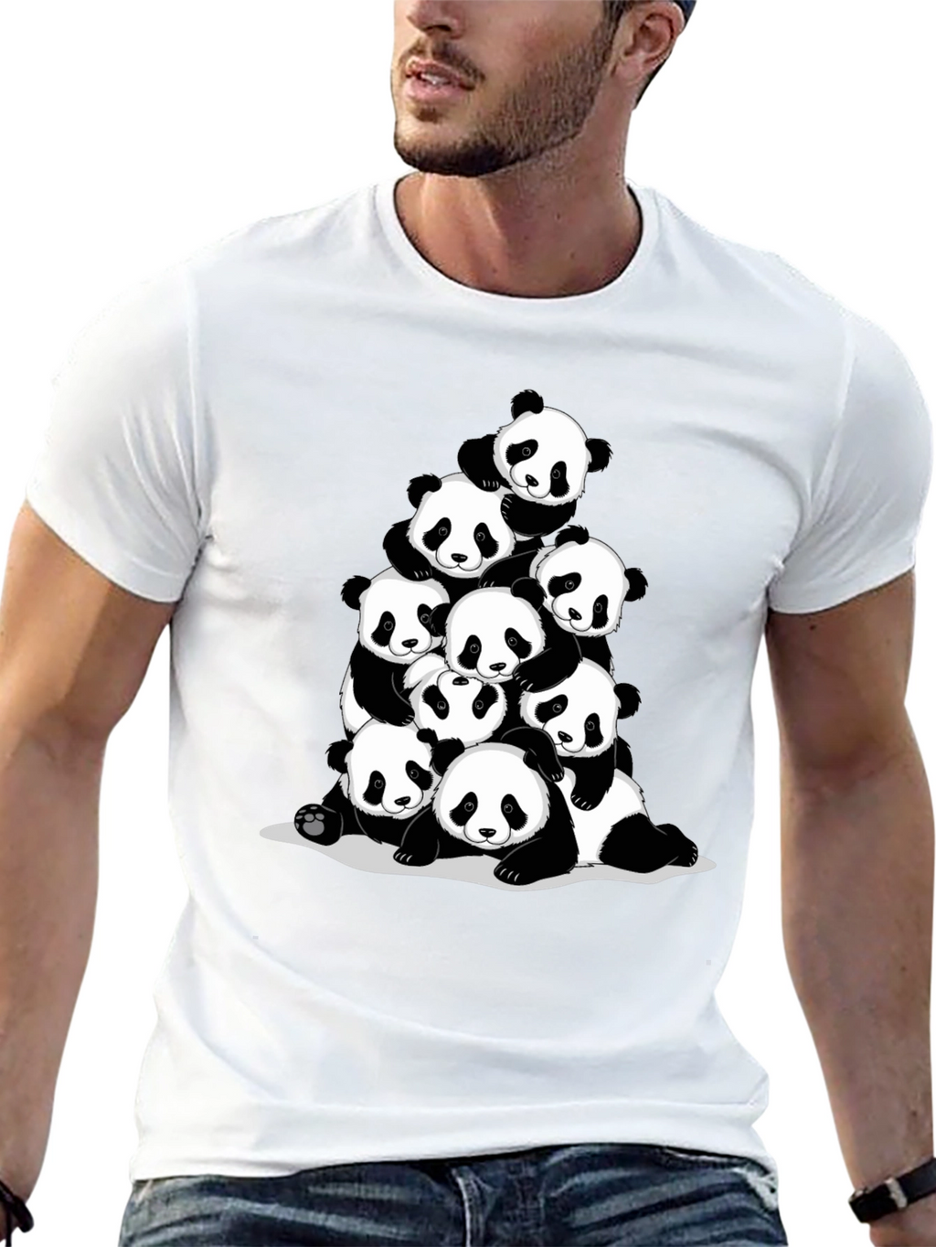 Panda Pile Black T-Shirt