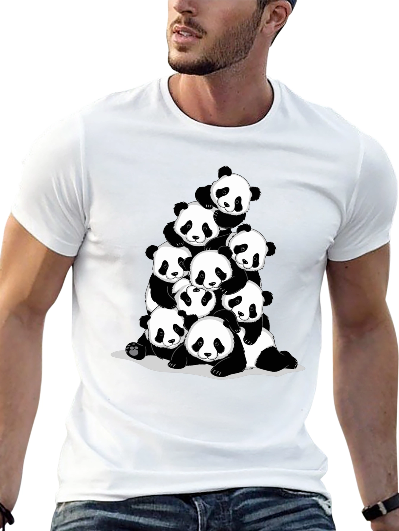 Panda Pile Black T-Shirt