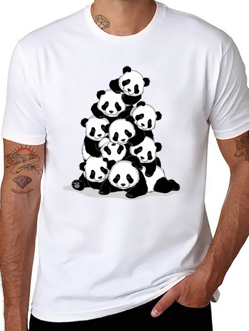 Panda Pile Black T-Shirt