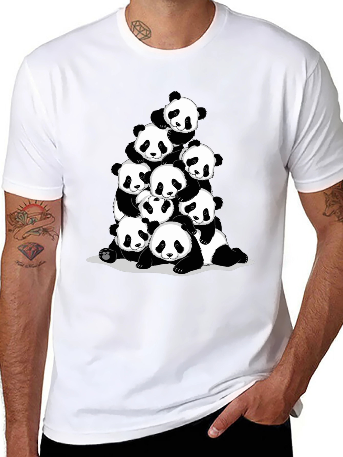 Panda Pile Black T-Shirt