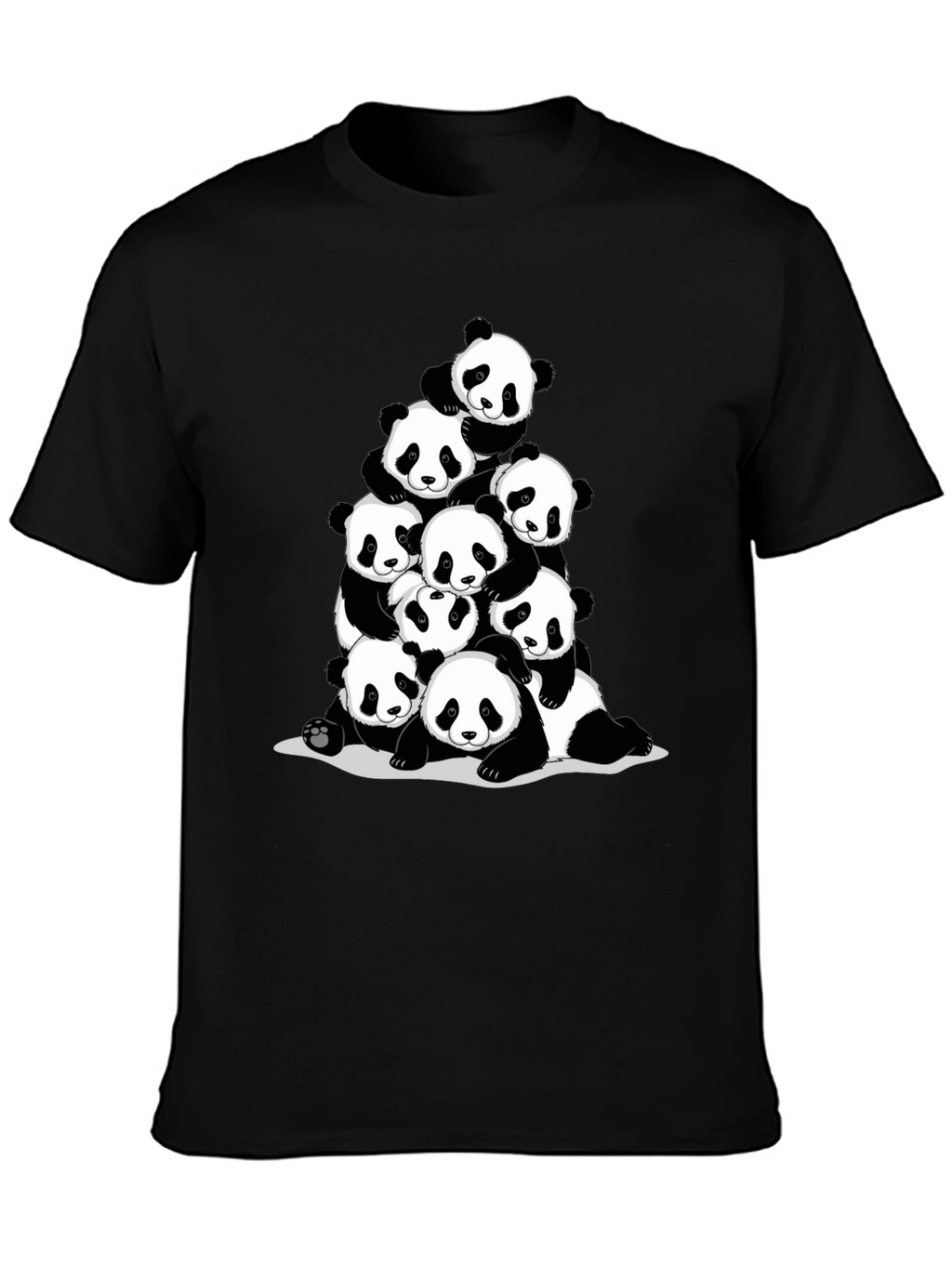 Panda Pile Black T-Shirt