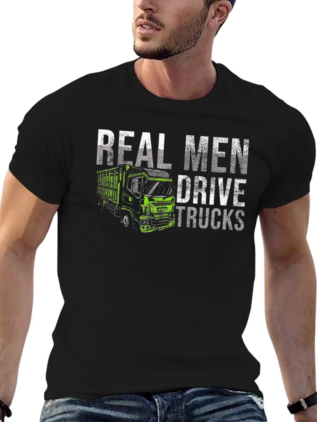 Real Men Drive Trucks Black T-Shirt