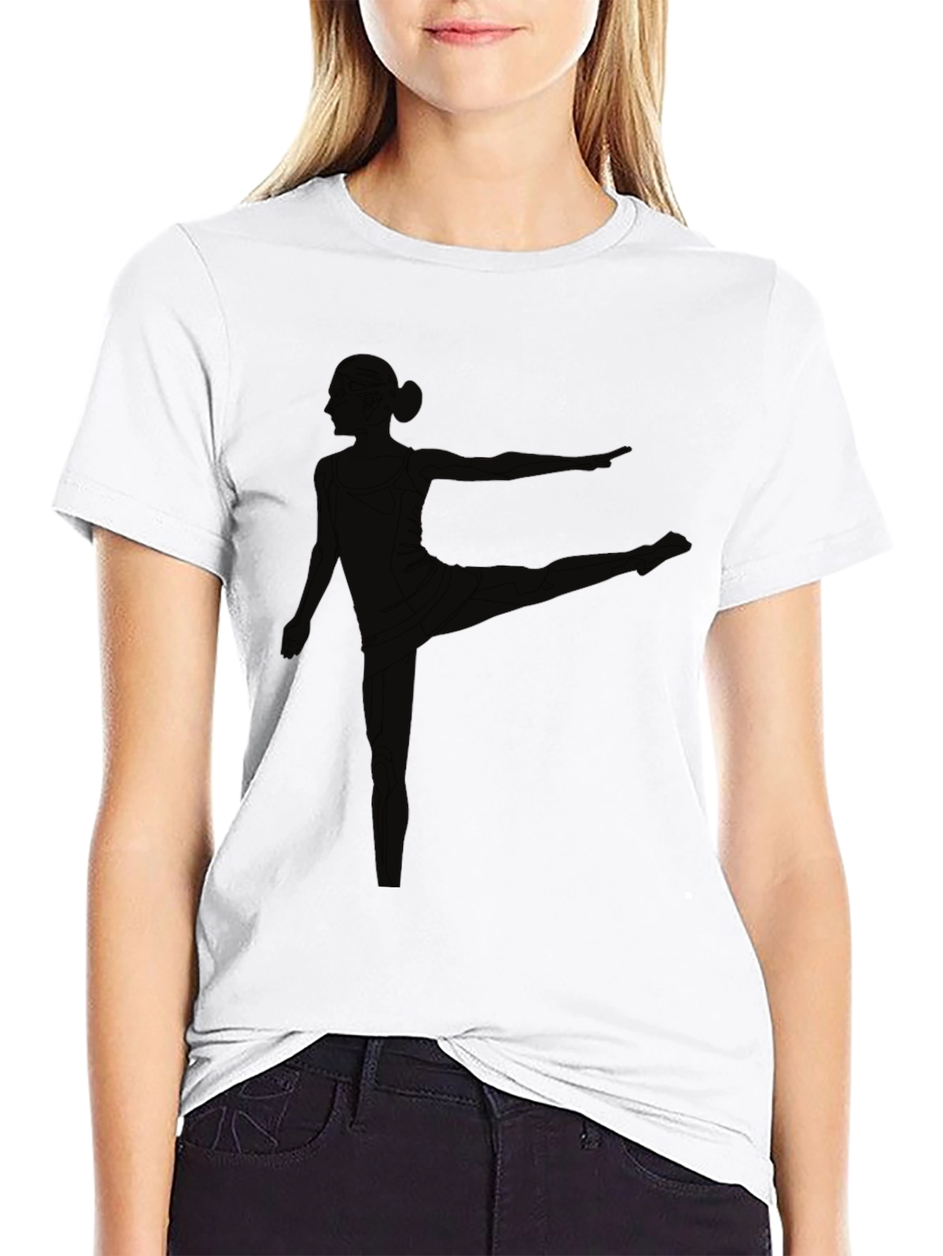 Black T-Shirt with Yoga Pose Graphic