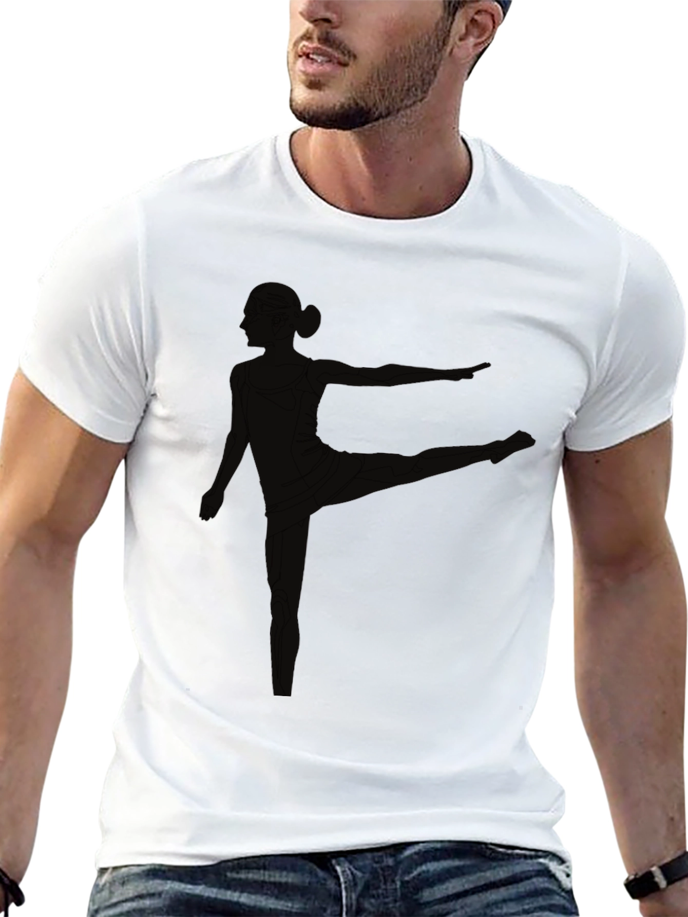 Black T-Shirt with Yoga Pose Graphic