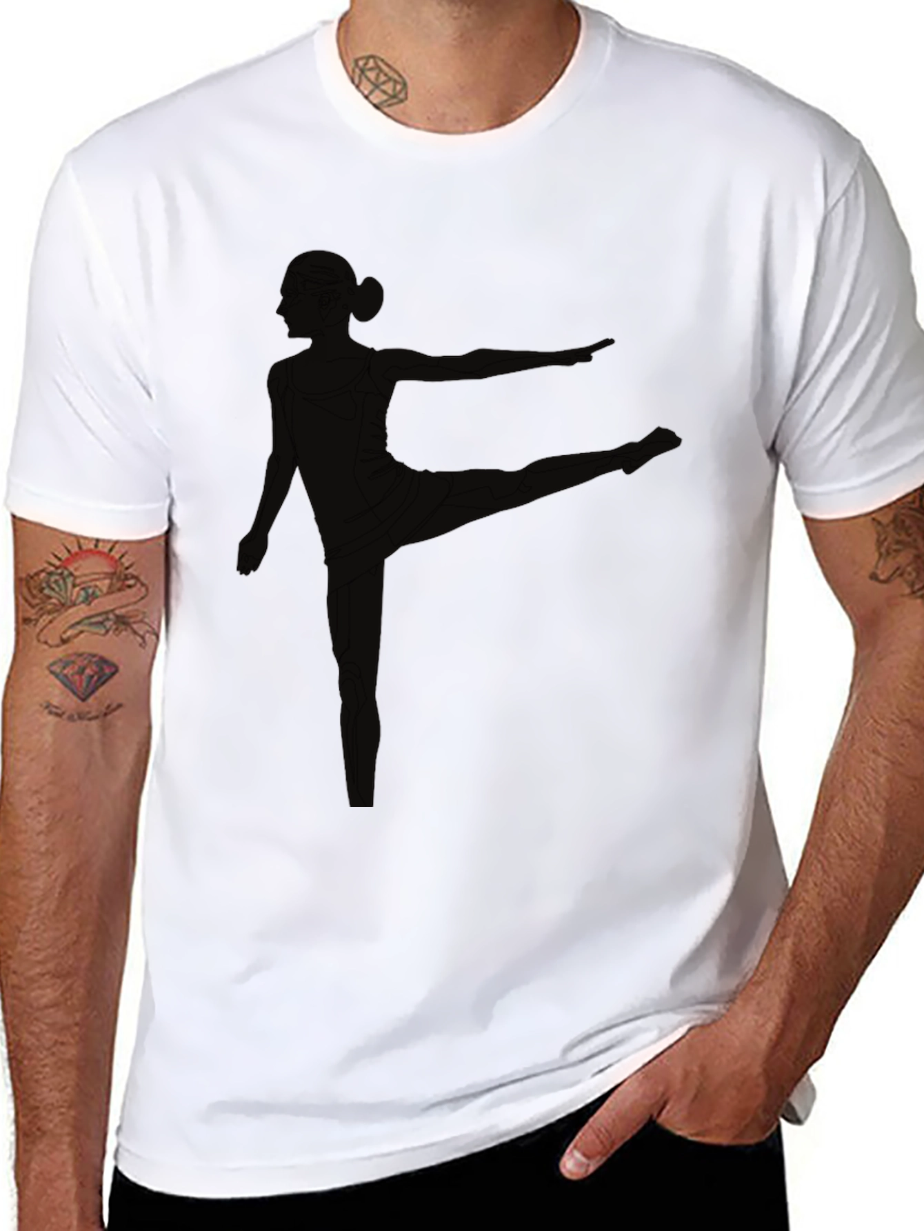Black T-Shirt with Yoga Pose Graphic