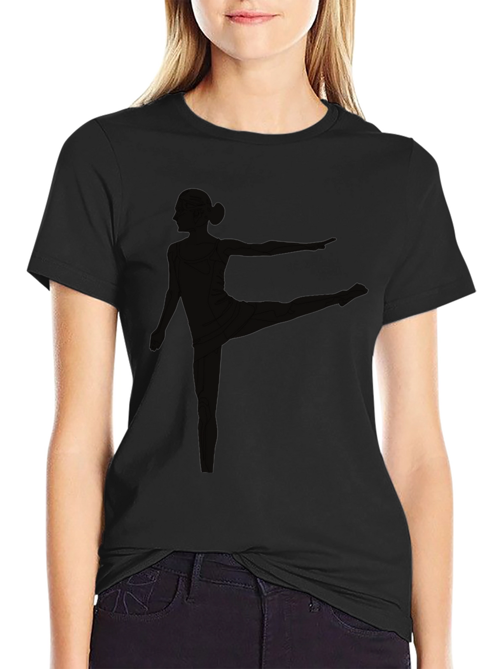 Black T-Shirt with Yoga Pose Graphic