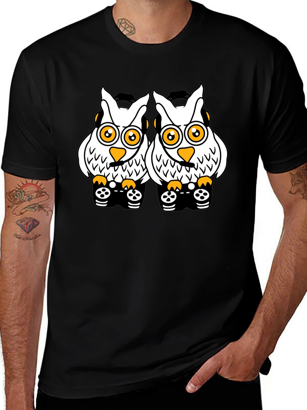 Owl Gamer T-Shirt - Black Cotton Tee
