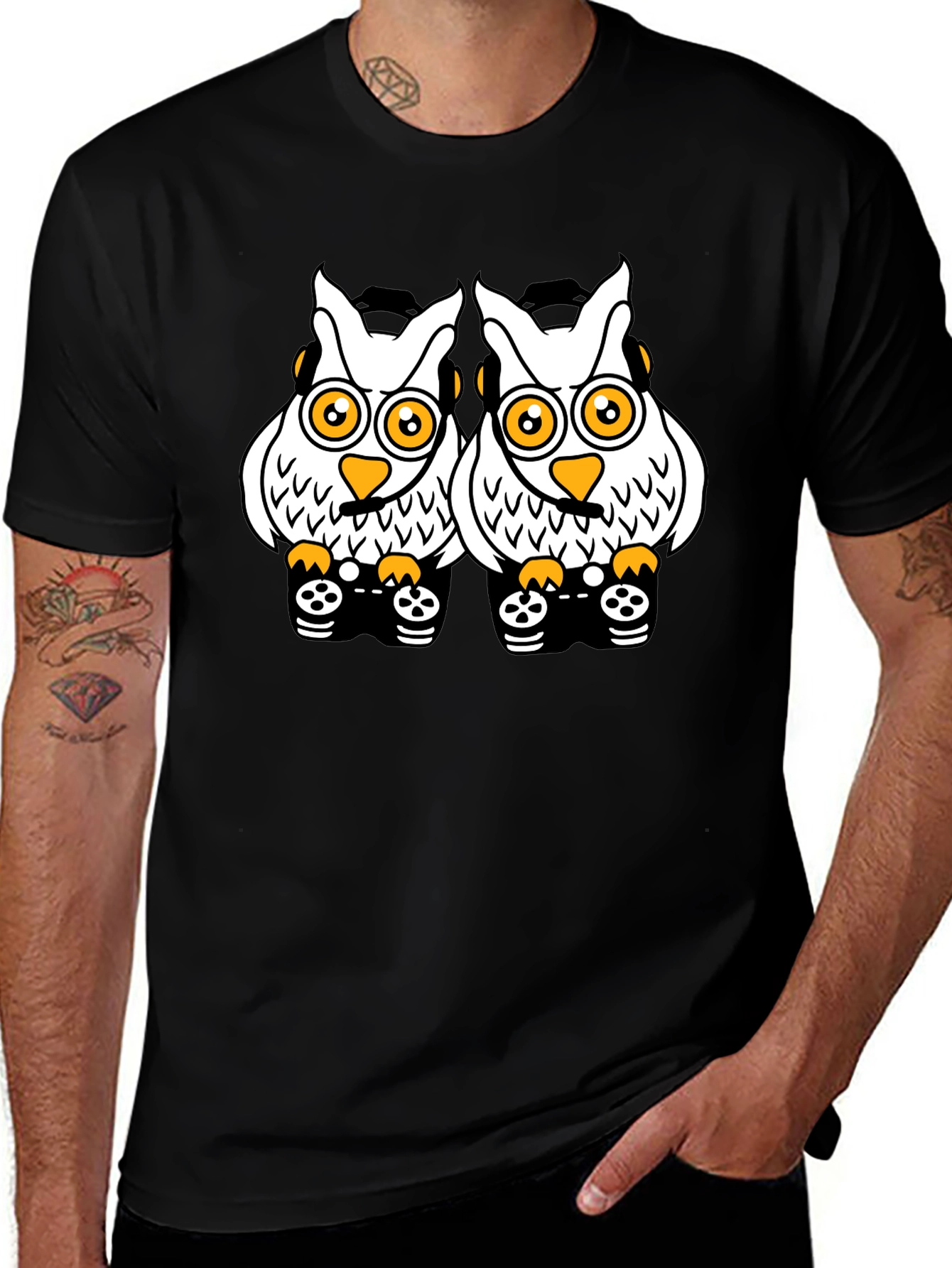 Owl Gamer T-Shirt - Black Cotton Tee