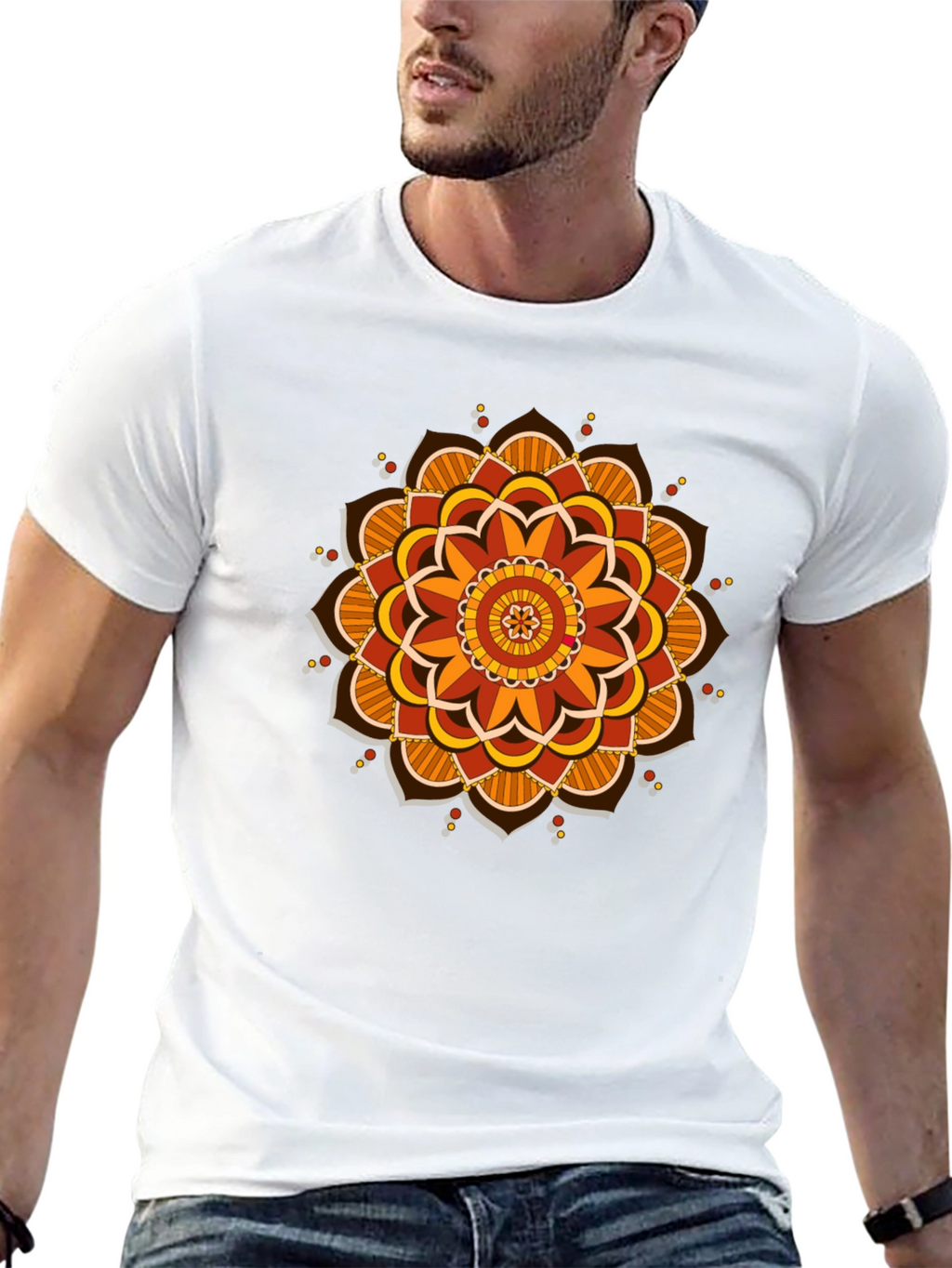 Mandala Graphic Tee - Black Cotton Blend