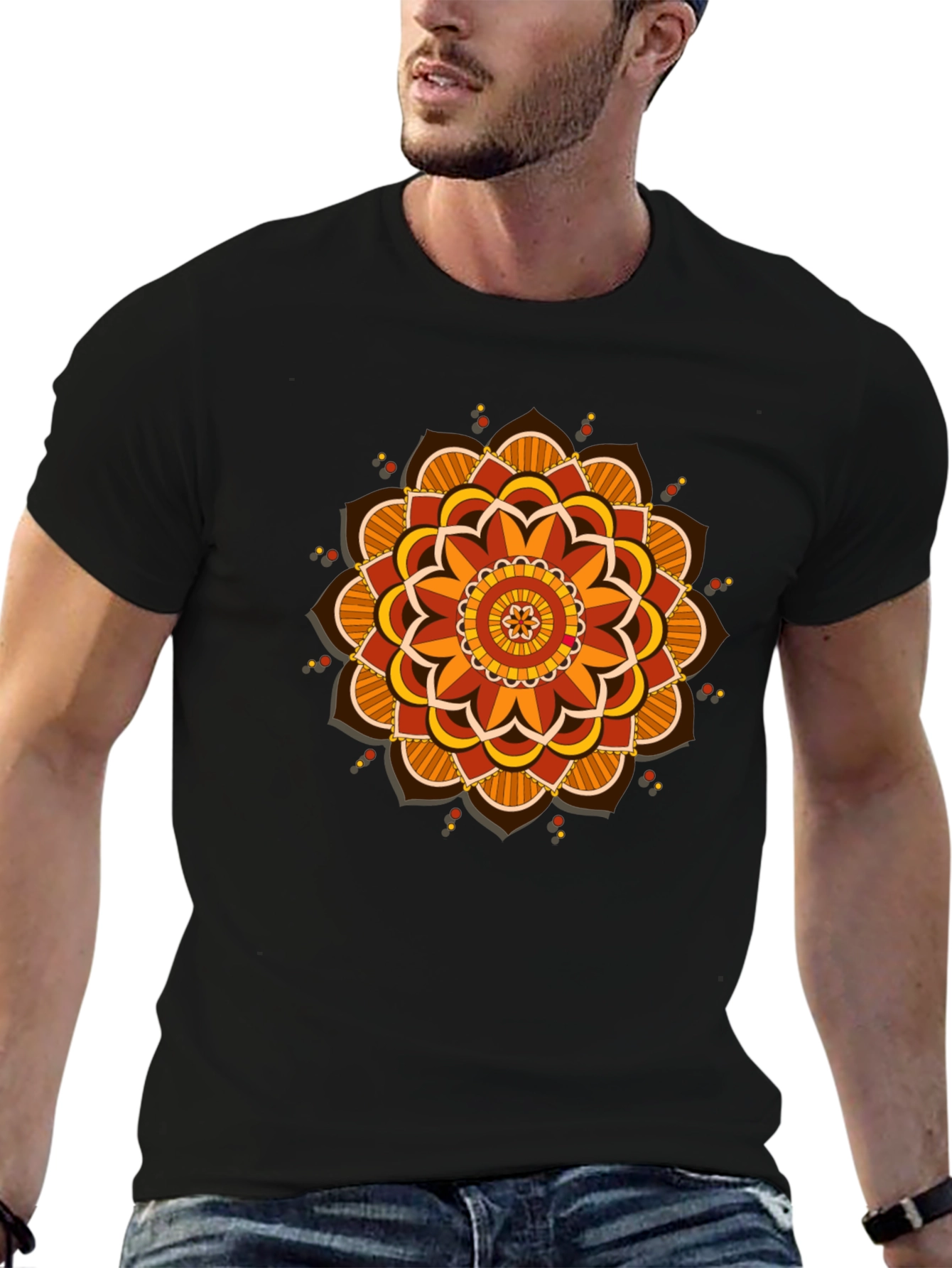 Mandala Graphic Tee - Black Cotton Blend