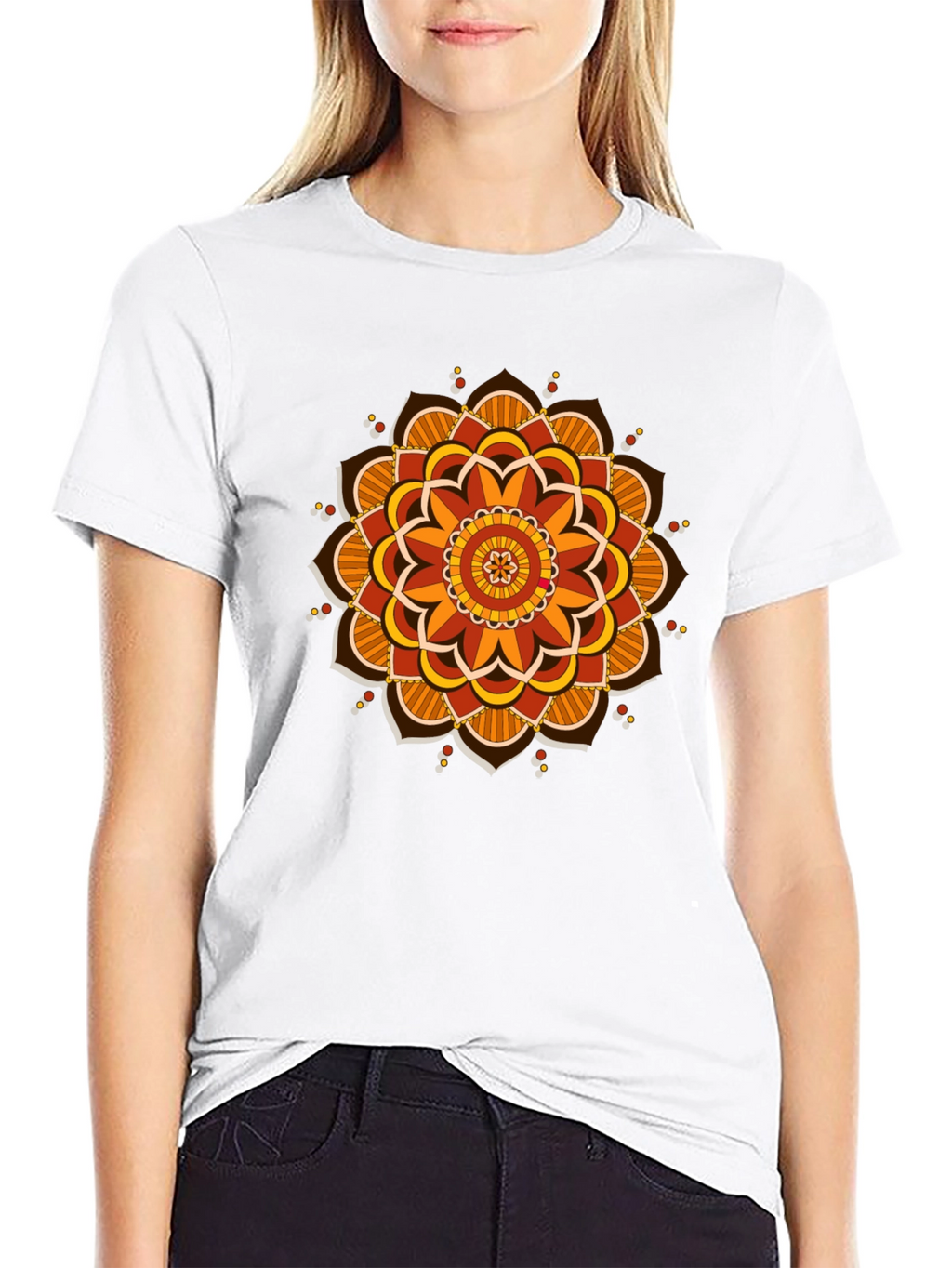 Mandala Graphic Tee - Black Cotton Blend