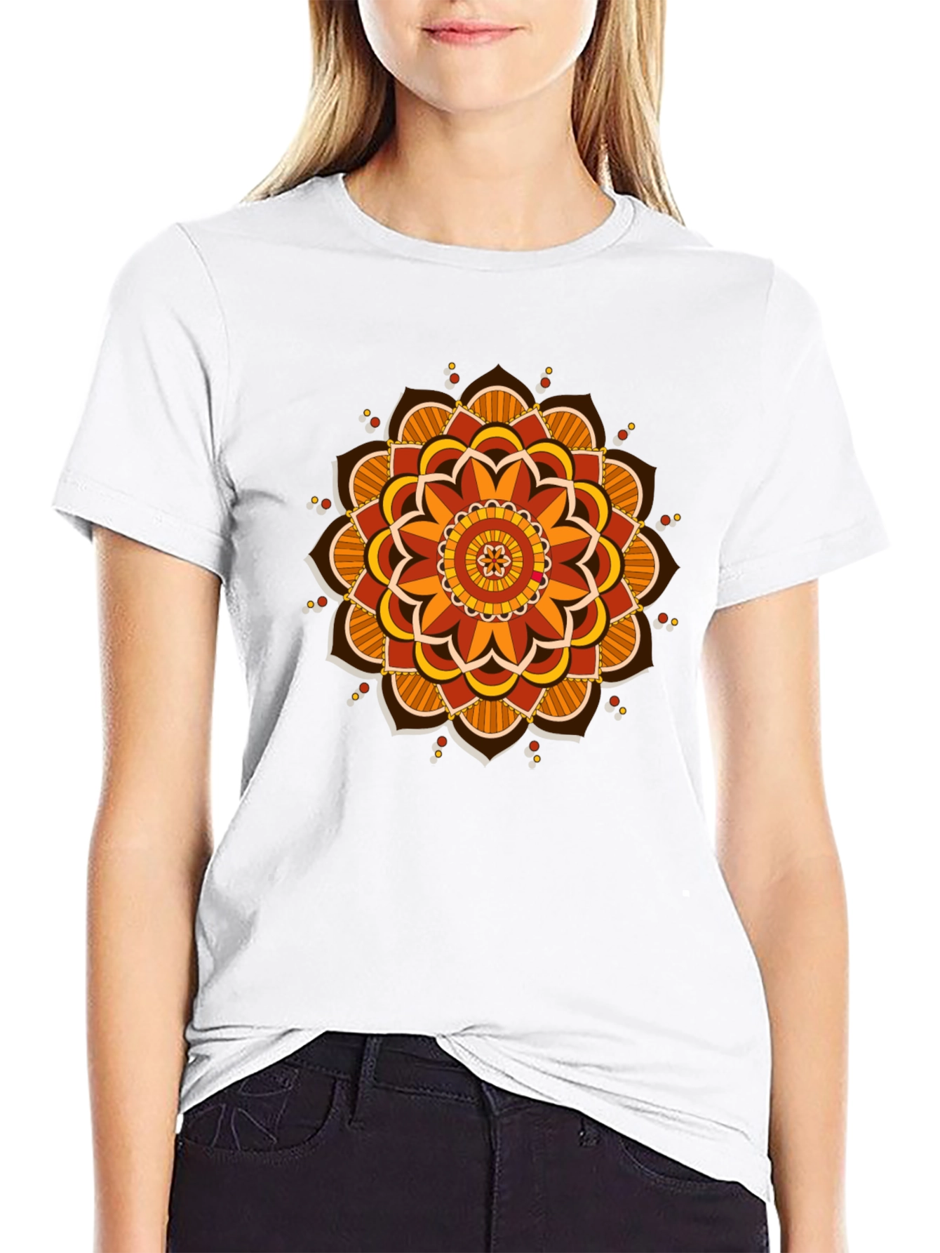 Mandala Graphic Tee - Black Cotton Blend