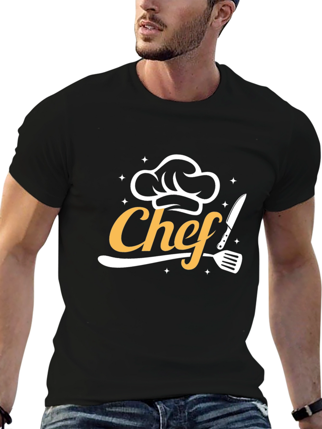 Chef Graphic T-Shirt - Black Cotton Blend Tee