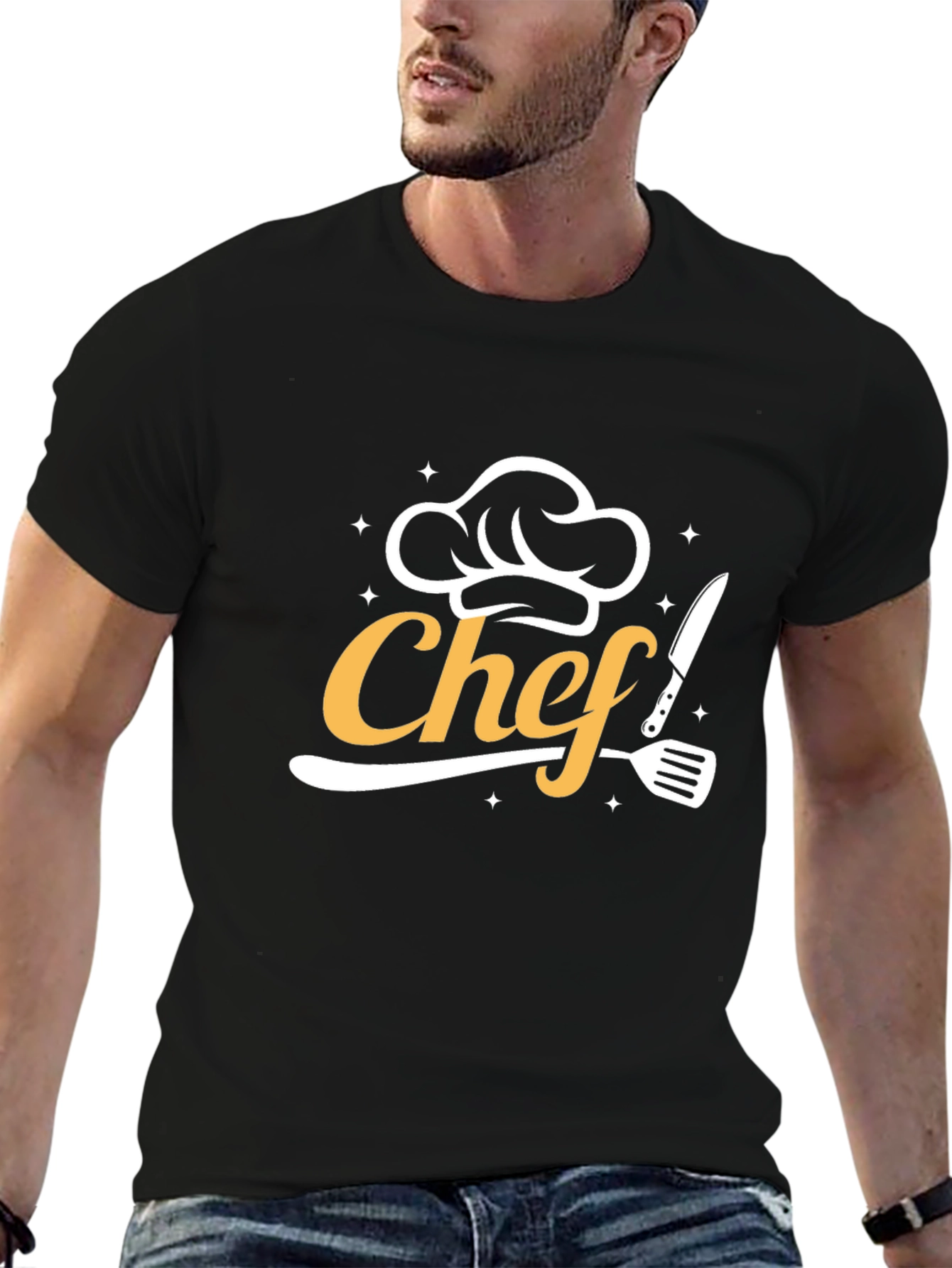 Chef Graphic T-Shirt - Black Cotton Blend Tee
