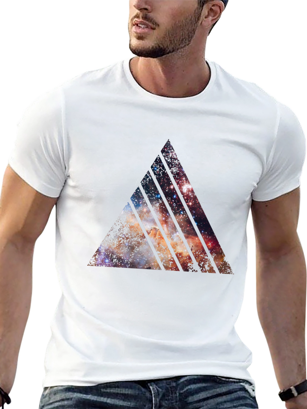 Galaxy Triangle Graphic Black T-Shirt