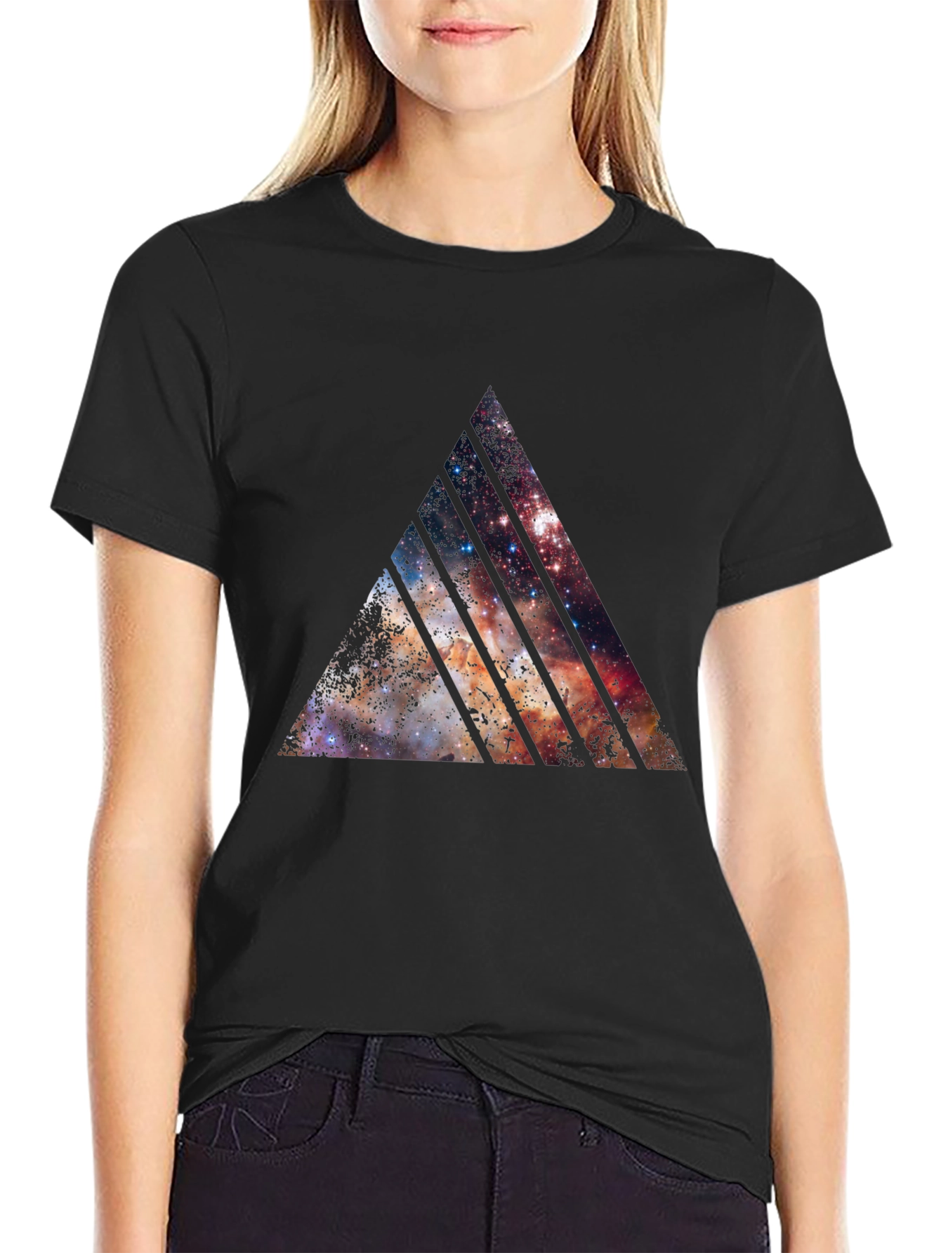Galaxy Triangle Graphic Black T-Shirt