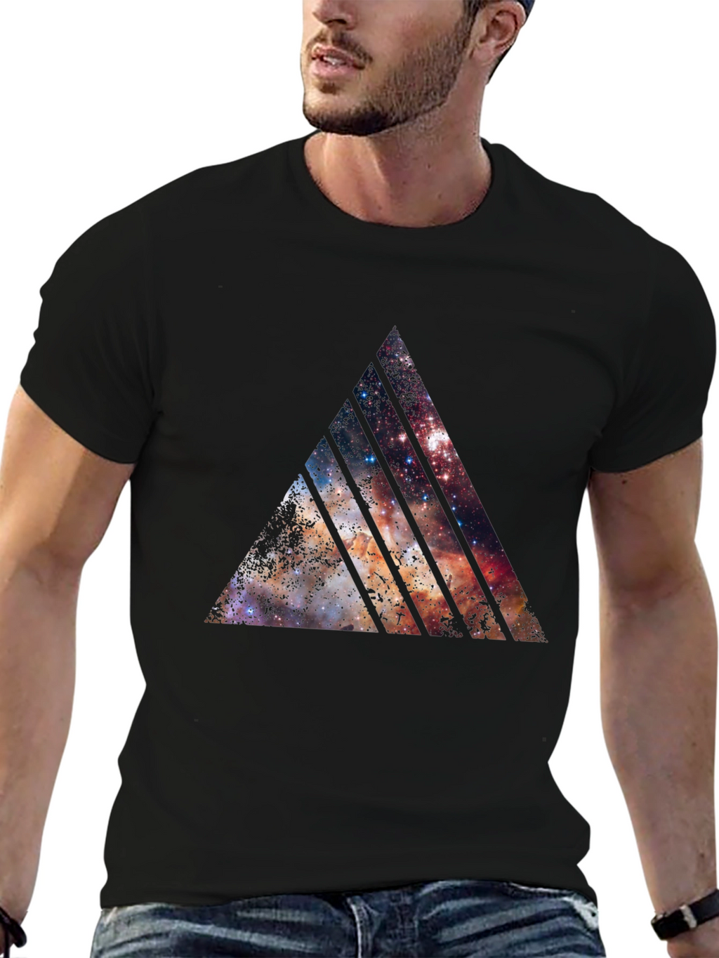 Galaxy Triangle Graphic Black T-Shirt