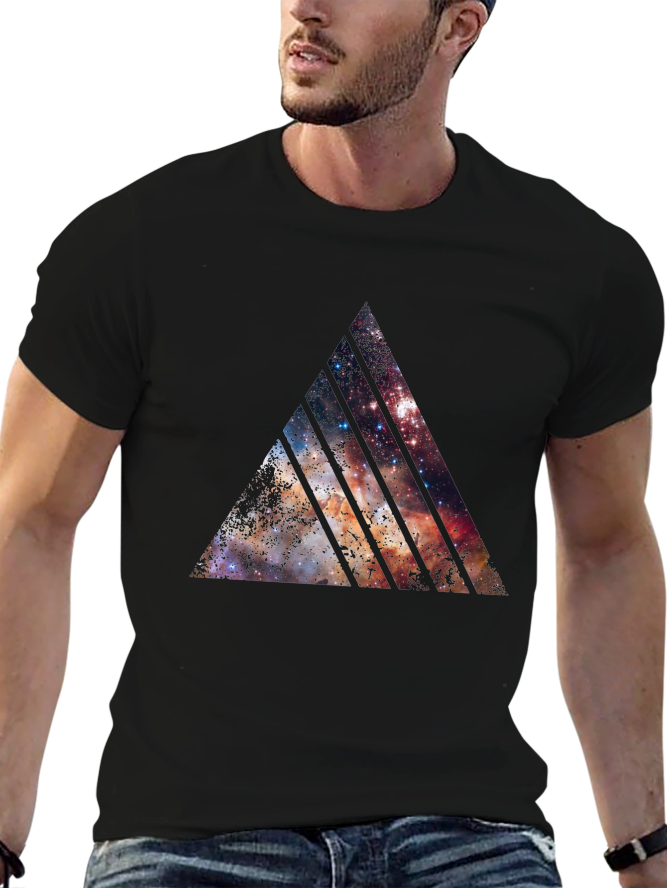 Galaxy Triangle Graphic Black T-Shirt