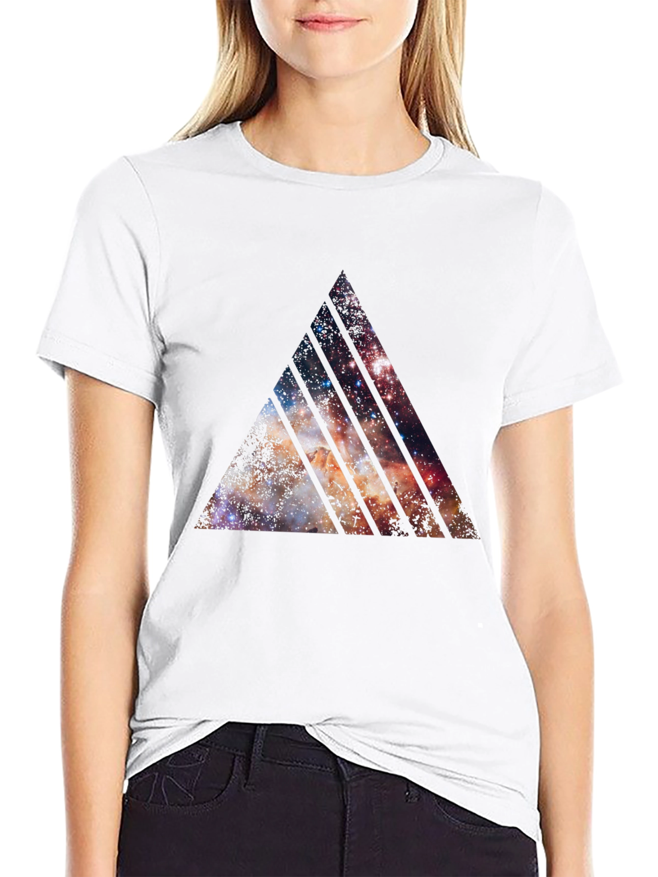 Galaxy Triangle Graphic Black T-Shirt