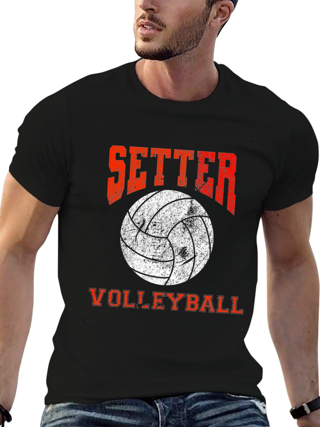 Setter Volleyball Graphic Tee - Grunge Design