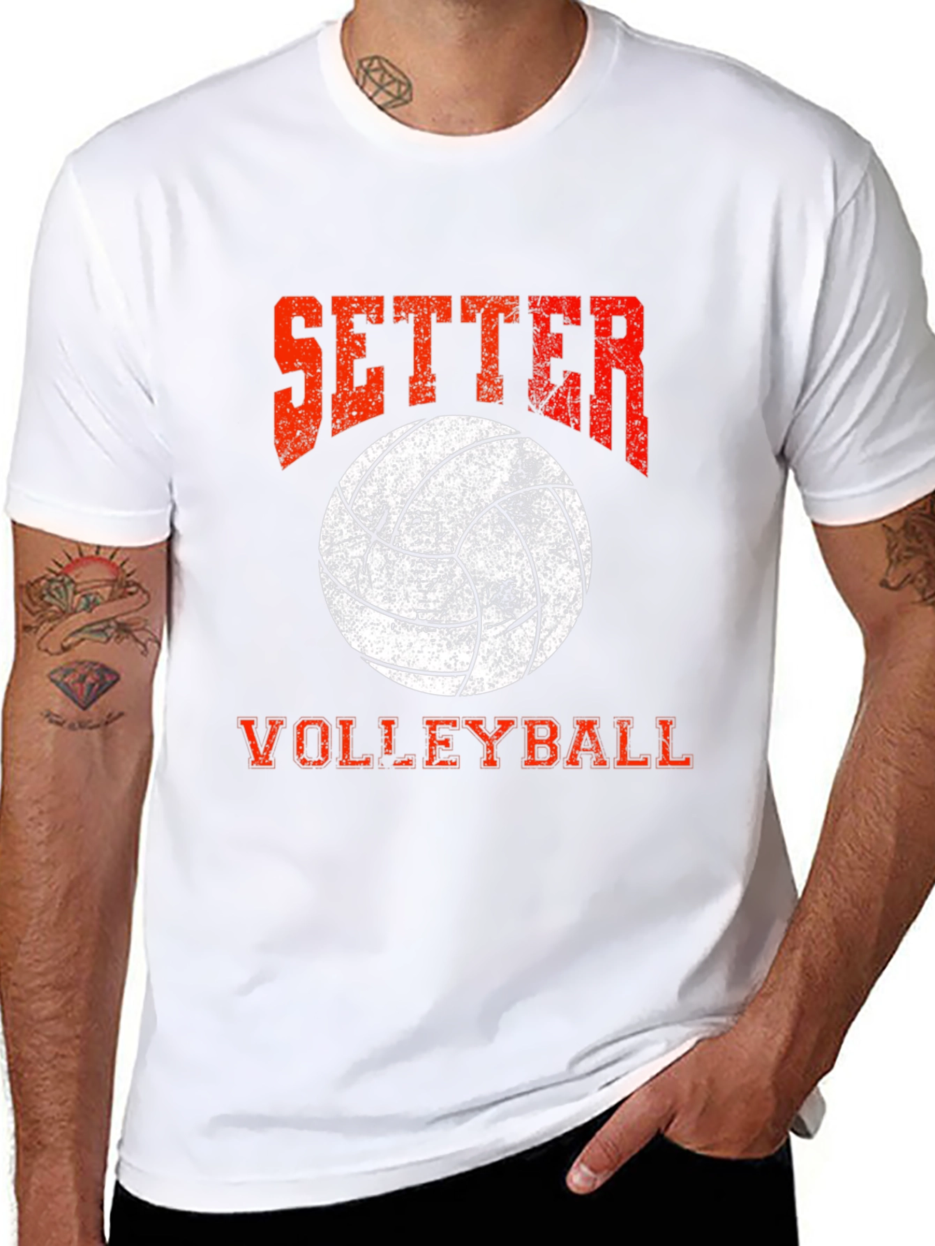 Setter Volleyball Graphic Tee - Grunge Design