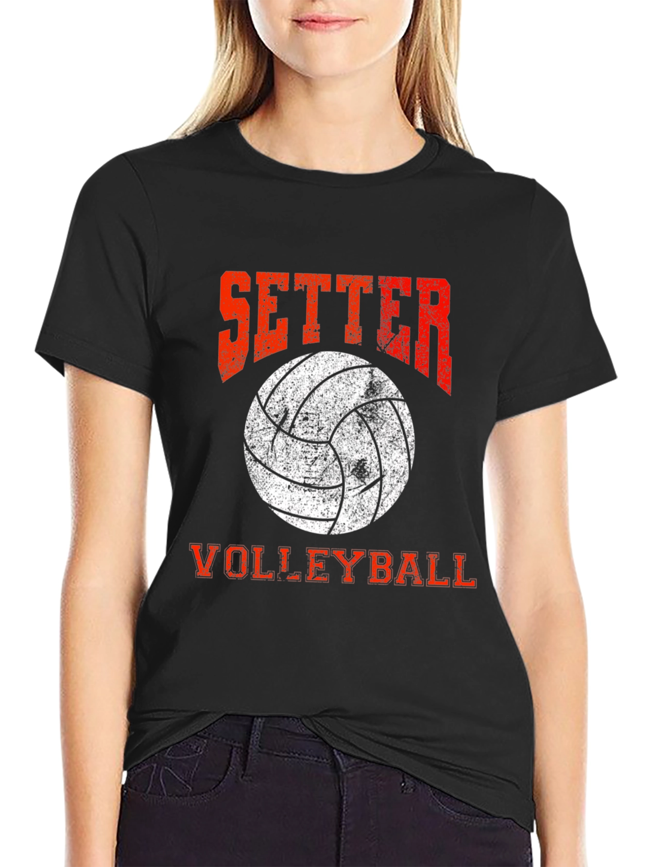 Setter Volleyball Graphic Tee - Grunge Design