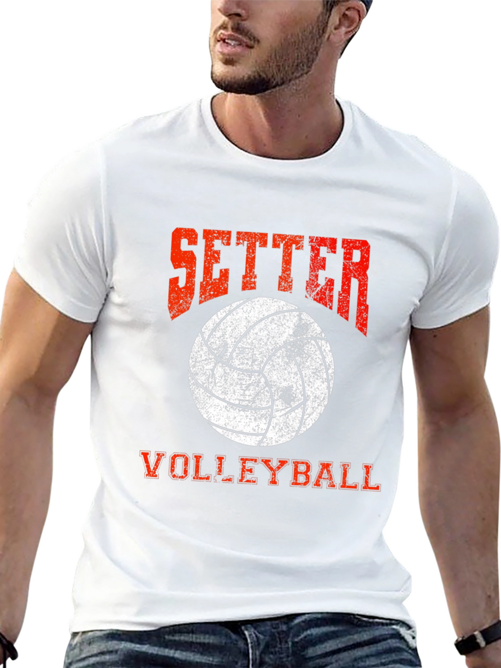 Setter Volleyball Graphic Tee - Grunge Design