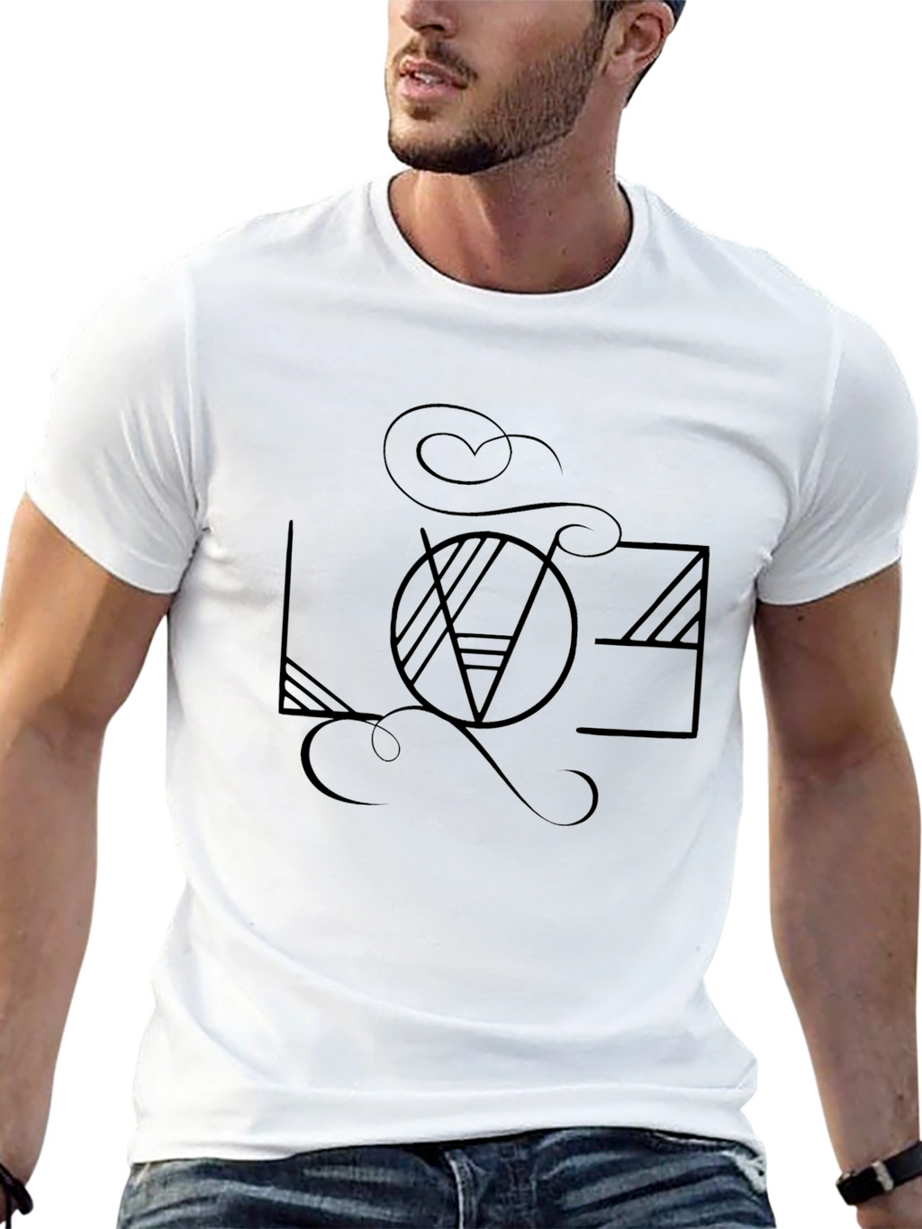 Abstract LOVE Graphic Black T-Shirt