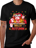 Hello Autumn Pig Truck Graphic T-Shirt