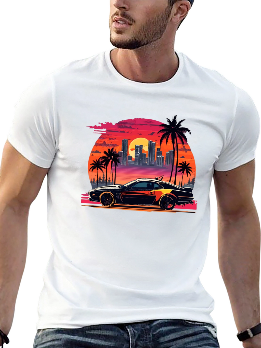 Retro Sunset Car T-Shirt