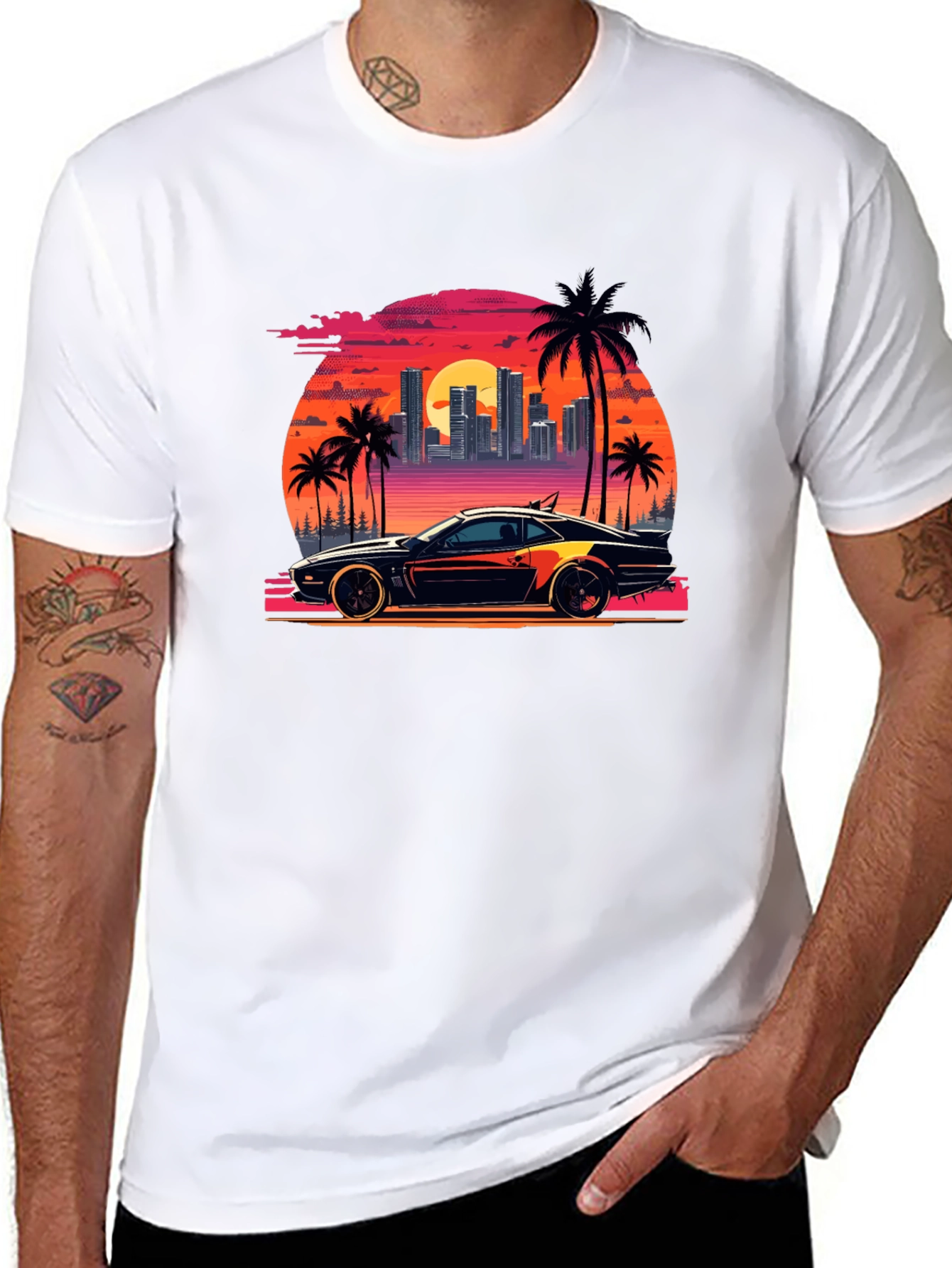 Retro Sunset Car T-Shirt