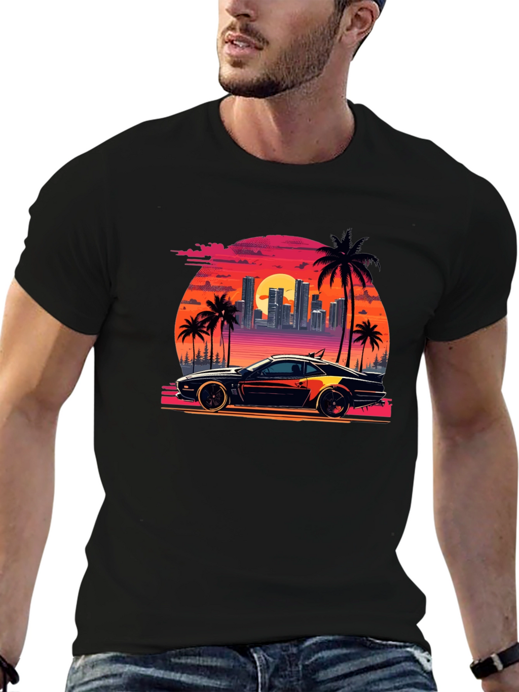 Retro Sunset Car T-Shirt