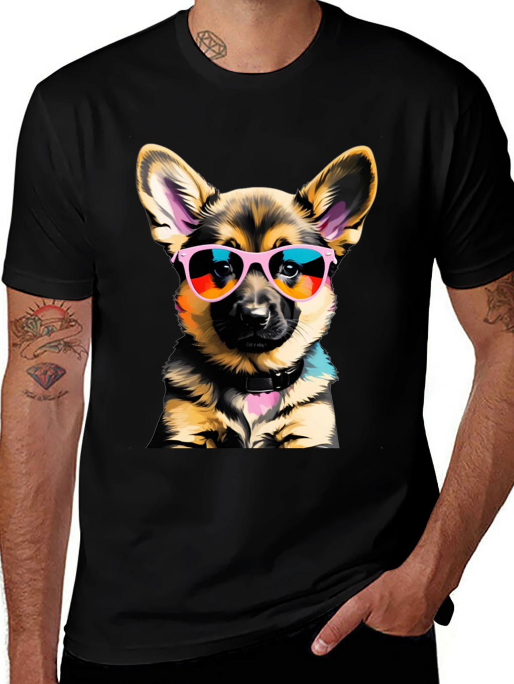 Cool Dog T-Shirt: German Shepherd Puppy in Shades
