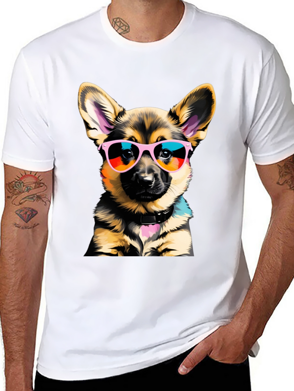 Cool Dog T-Shirt: German Shepherd Puppy in Shades