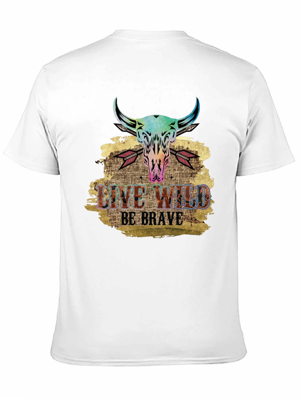 Live Wild Be Brave Bull Skull Graphic Tee