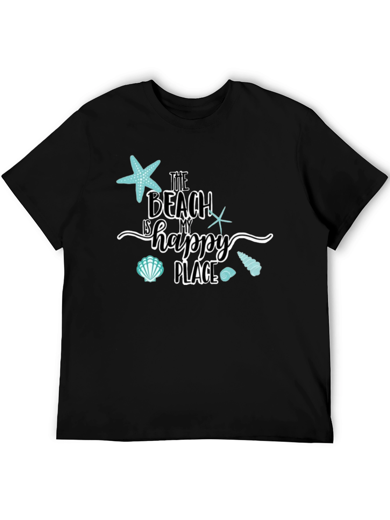 Beach Is My Happy Place Black Graphic Tee