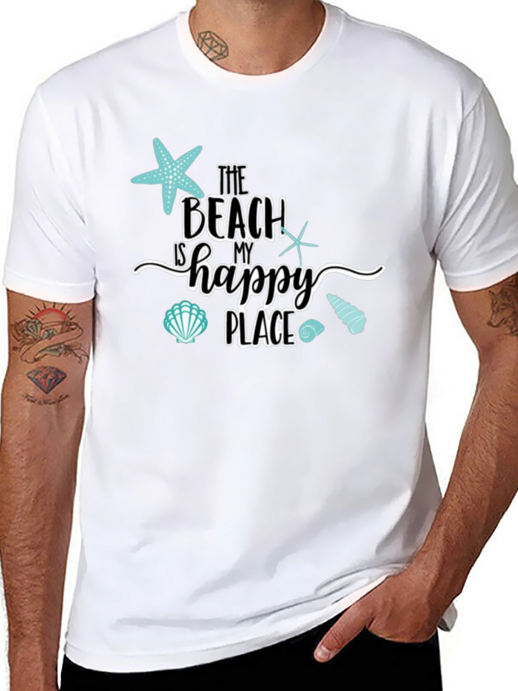 Beach Is My Happy Place Black Graphic Tee