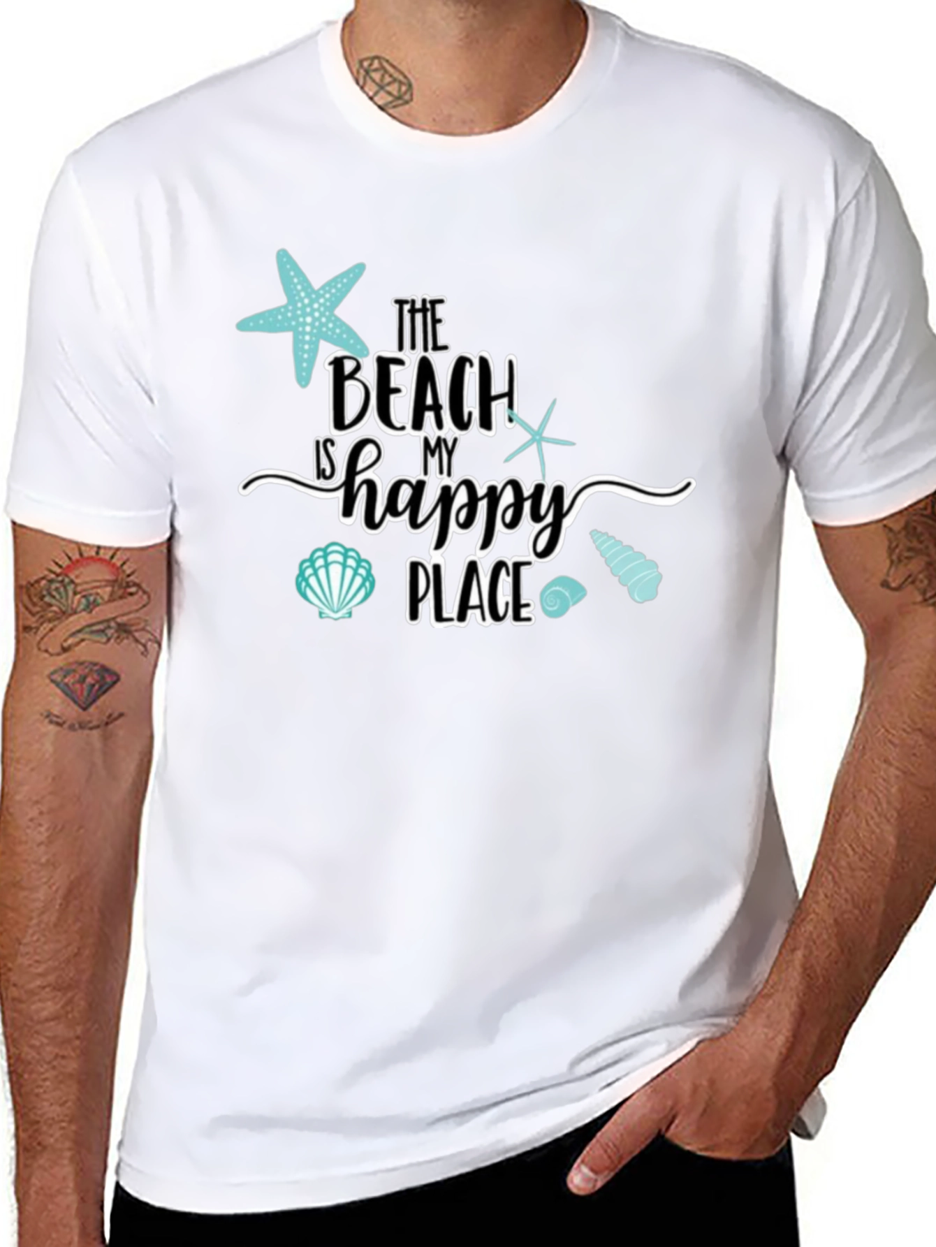Beach Is My Happy Place Black Graphic Tee